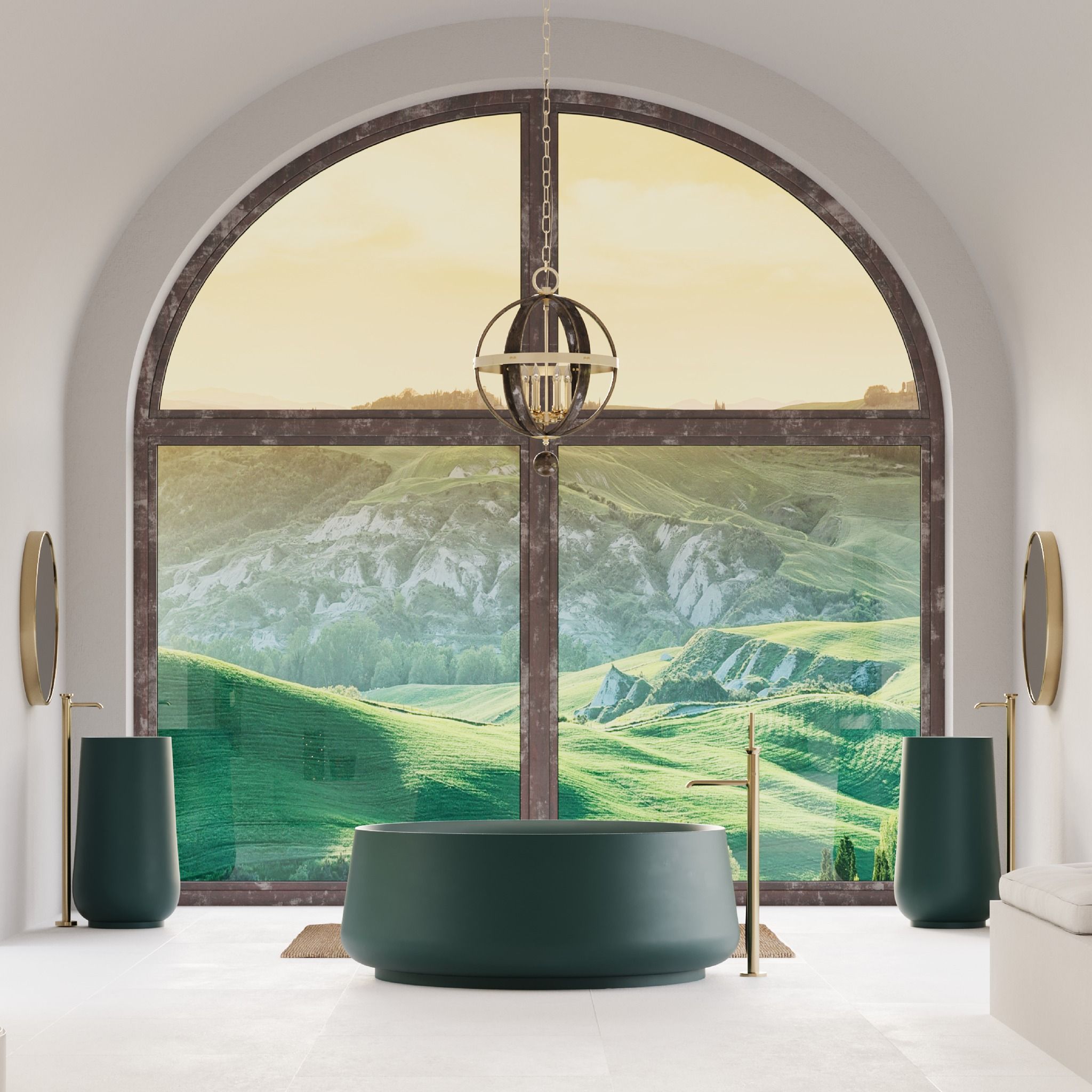Chậu lavabo chân dài bằng mineral glass composite Brandi Storm
