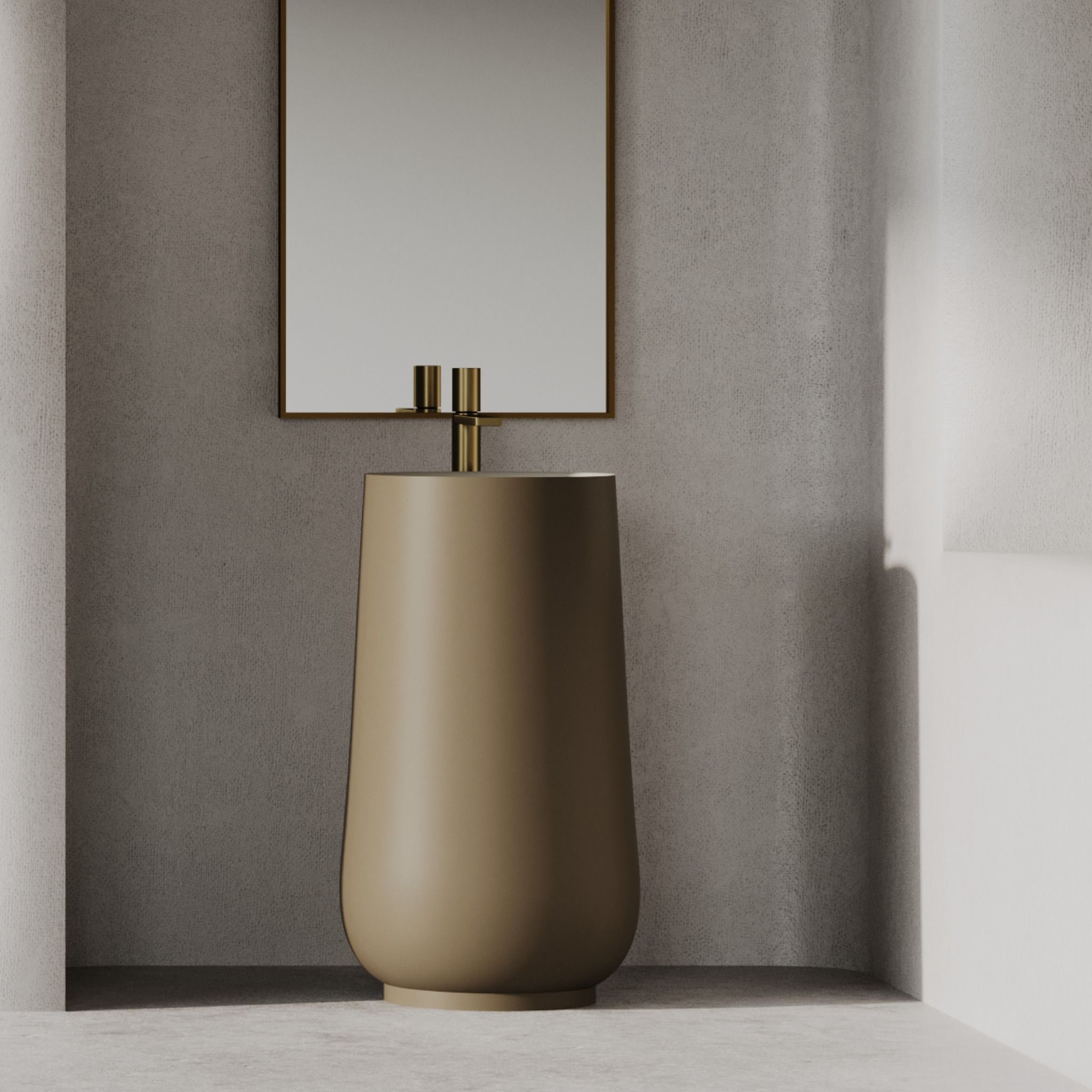 Chậu lavabo chân dài bằng mineral glass composite Brandi Tuscan