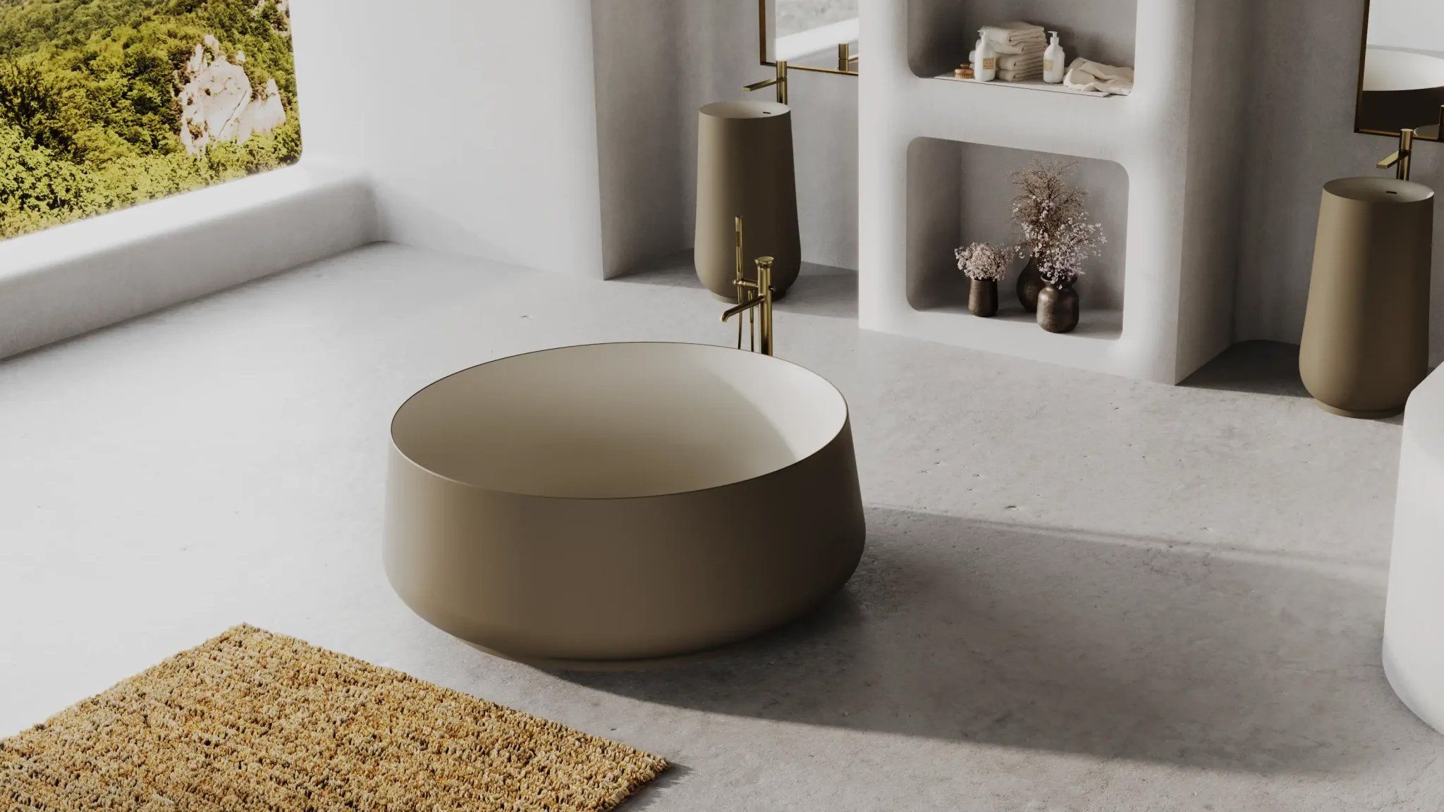 Bồn tắm bằng mineral glass composite Brandi Tuscan - Cosmic Latte