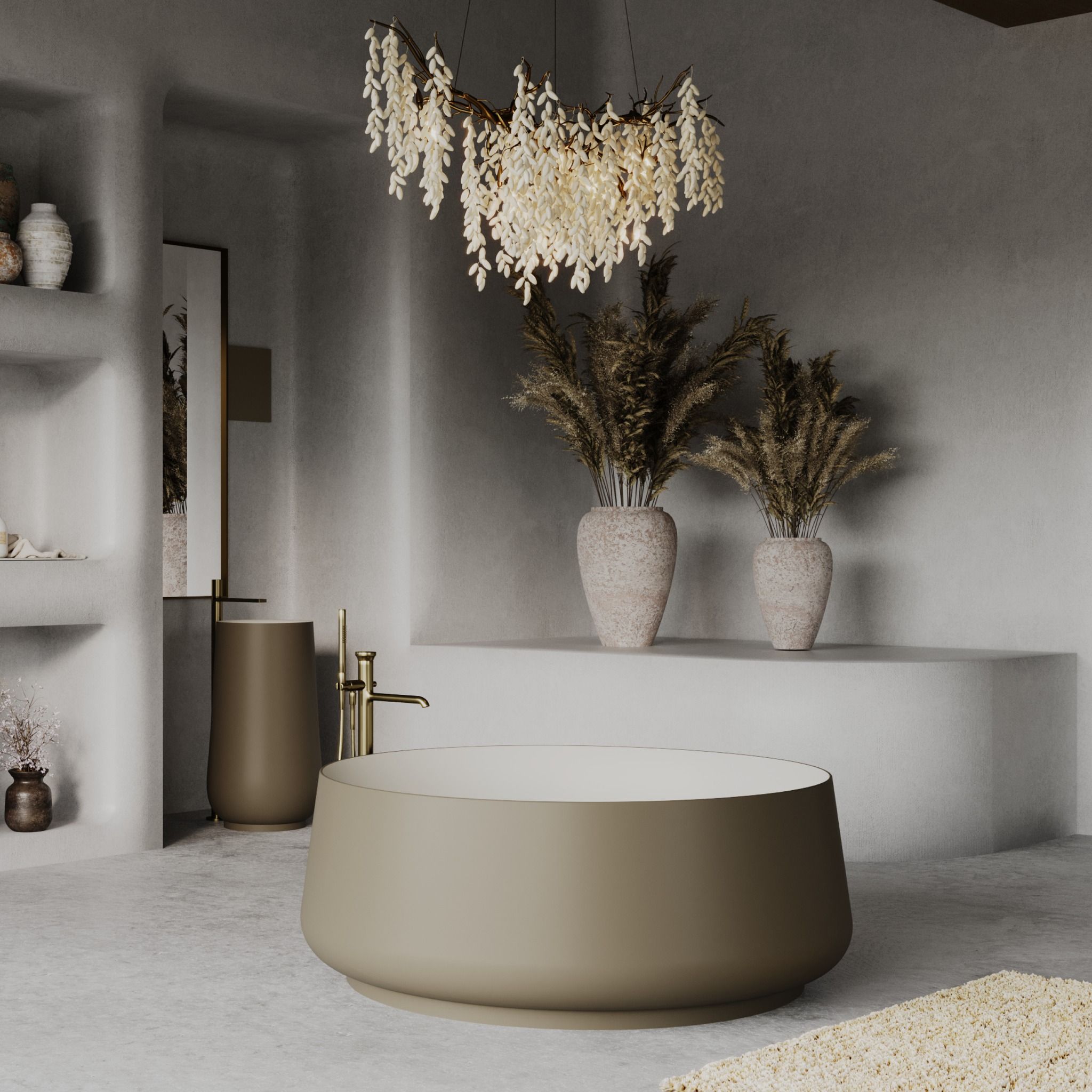 Bồn tắm bằng mineral glass composite Brandi Tuscan - Cosmic Latte