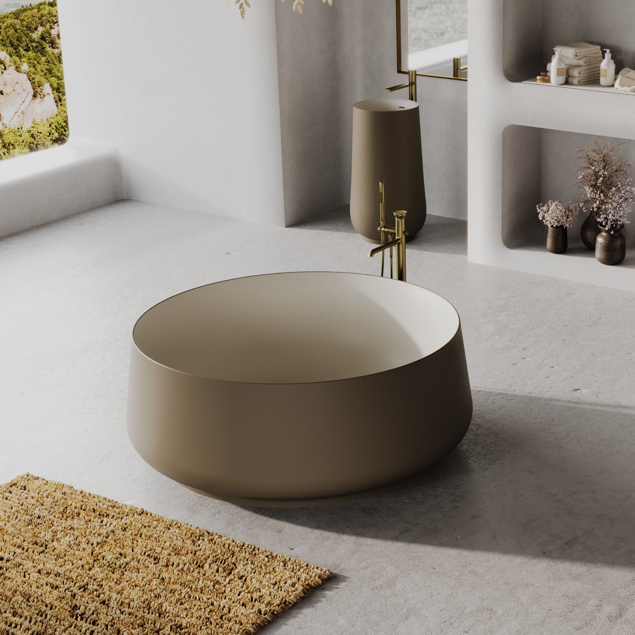Bồn tắm bằng mineral glass composite Brandi Tuscan - Cosmic Latte