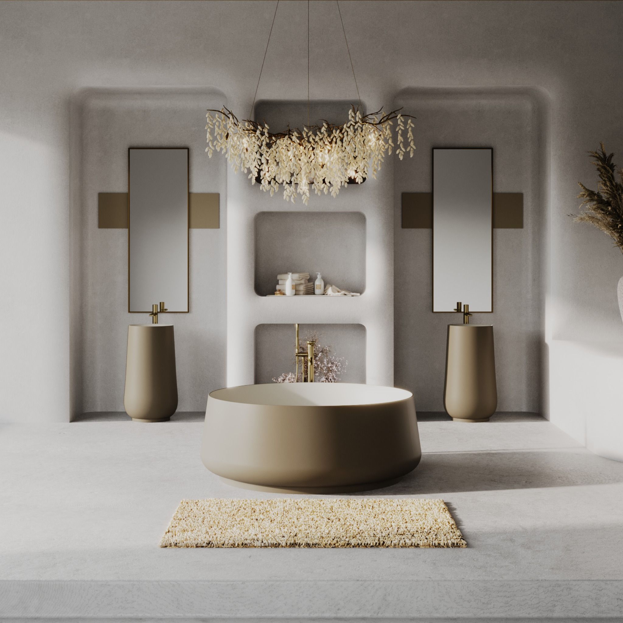 Bồn tắm bằng mineral glass composite Brandi Tuscan - Cosmic Latte