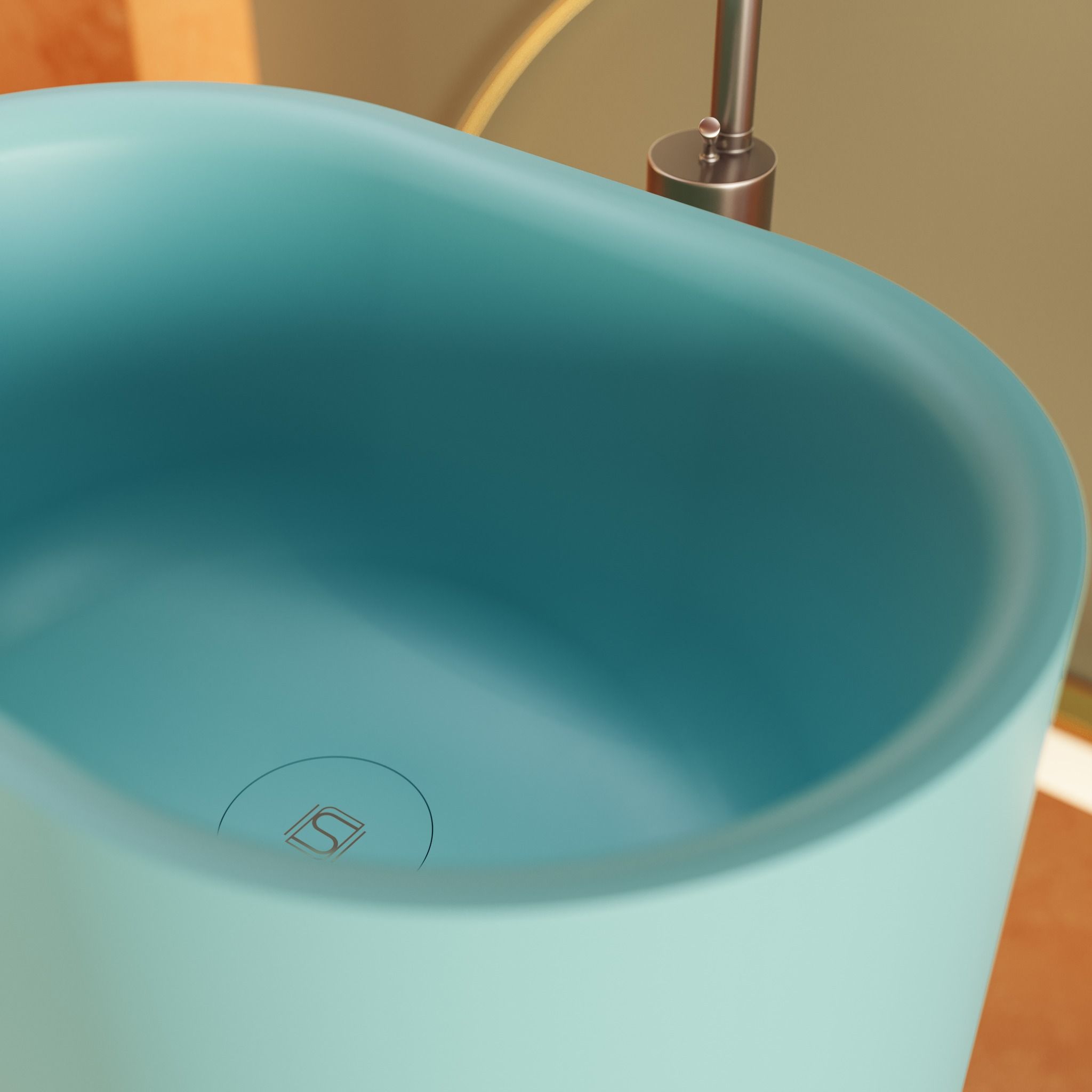 Chậu lavabo chân dài bằng mineral glass composite Christoph Aquamarine