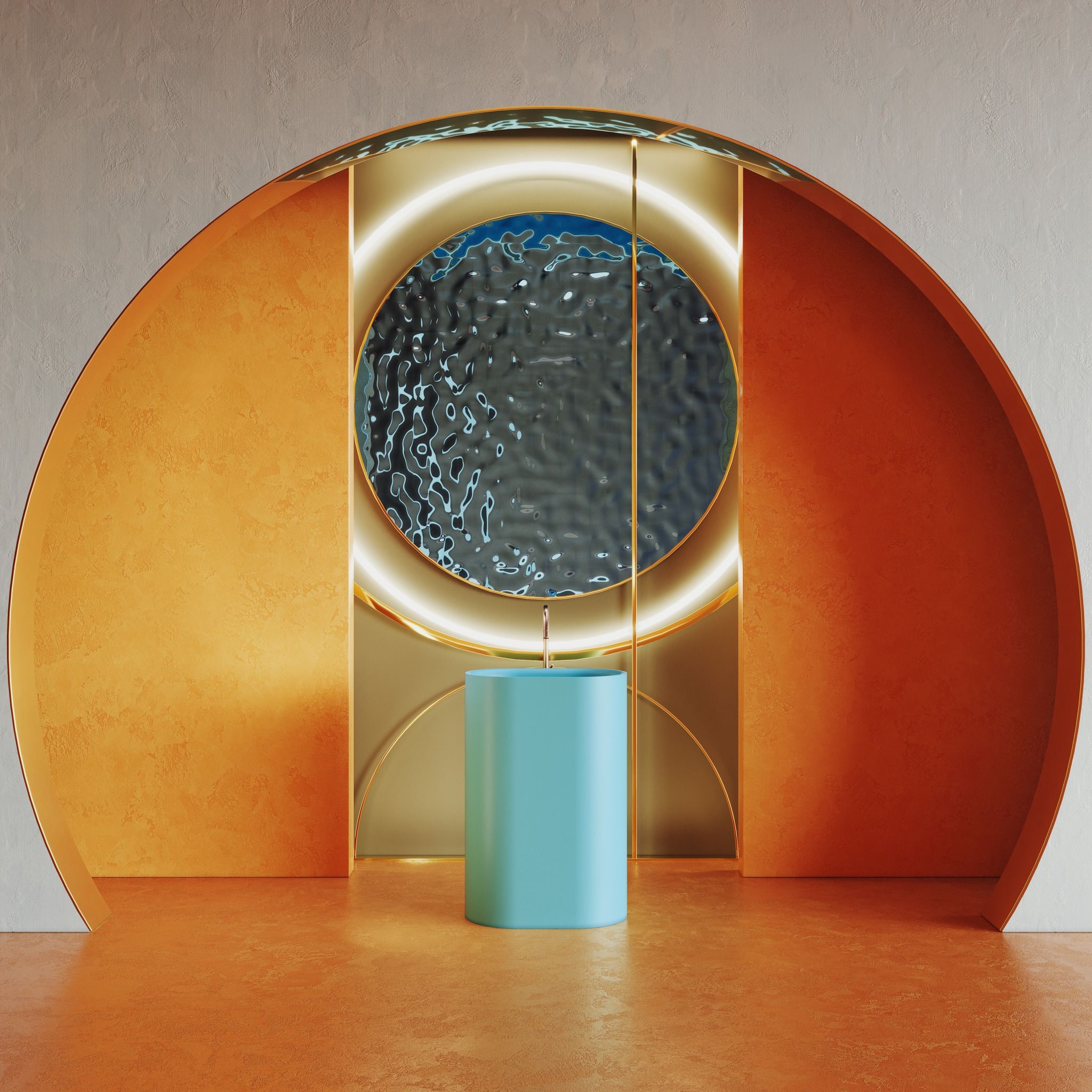 Chậu lavabo chân dài bằng mineral glass composite Christoph Aquamarine