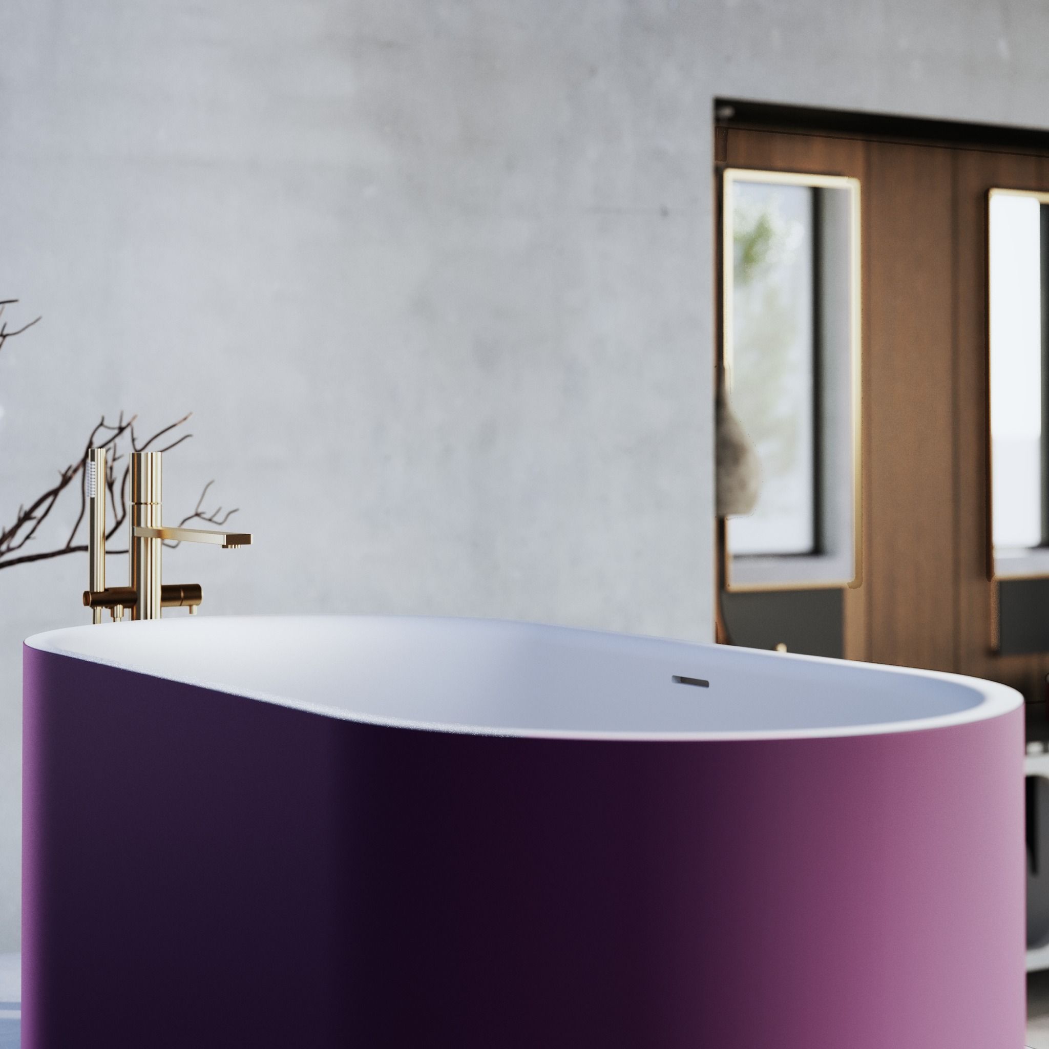 Bồn tắm bằng mineral glass composite Christoph Nebula - Cotton