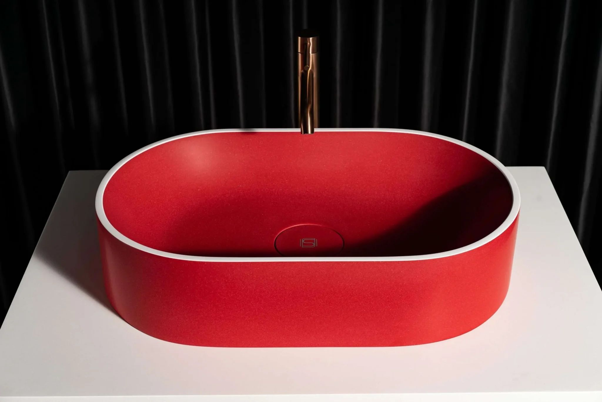 Chậu lavabo để bàn mineral glass composite Christoph (thấp) Rose