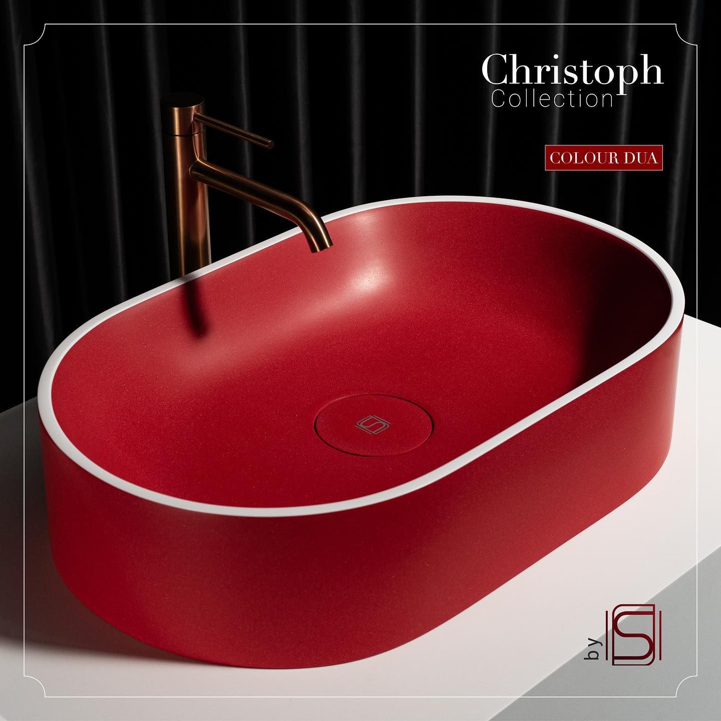 Chậu lavabo để bàn mineral glass composite Christoph (thấp) Rose