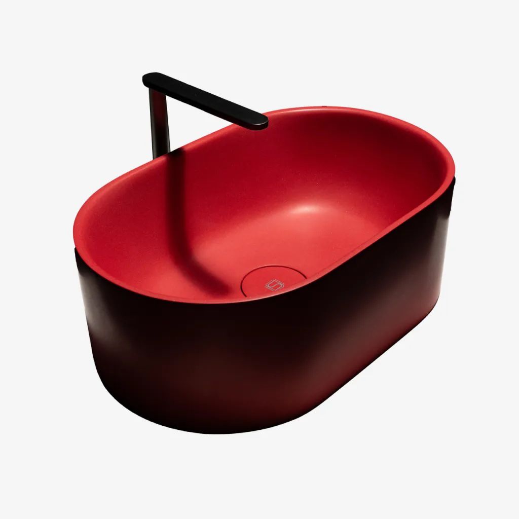 Chậu lavabo để bàn mineral glass composite Christoph (cao) Rose