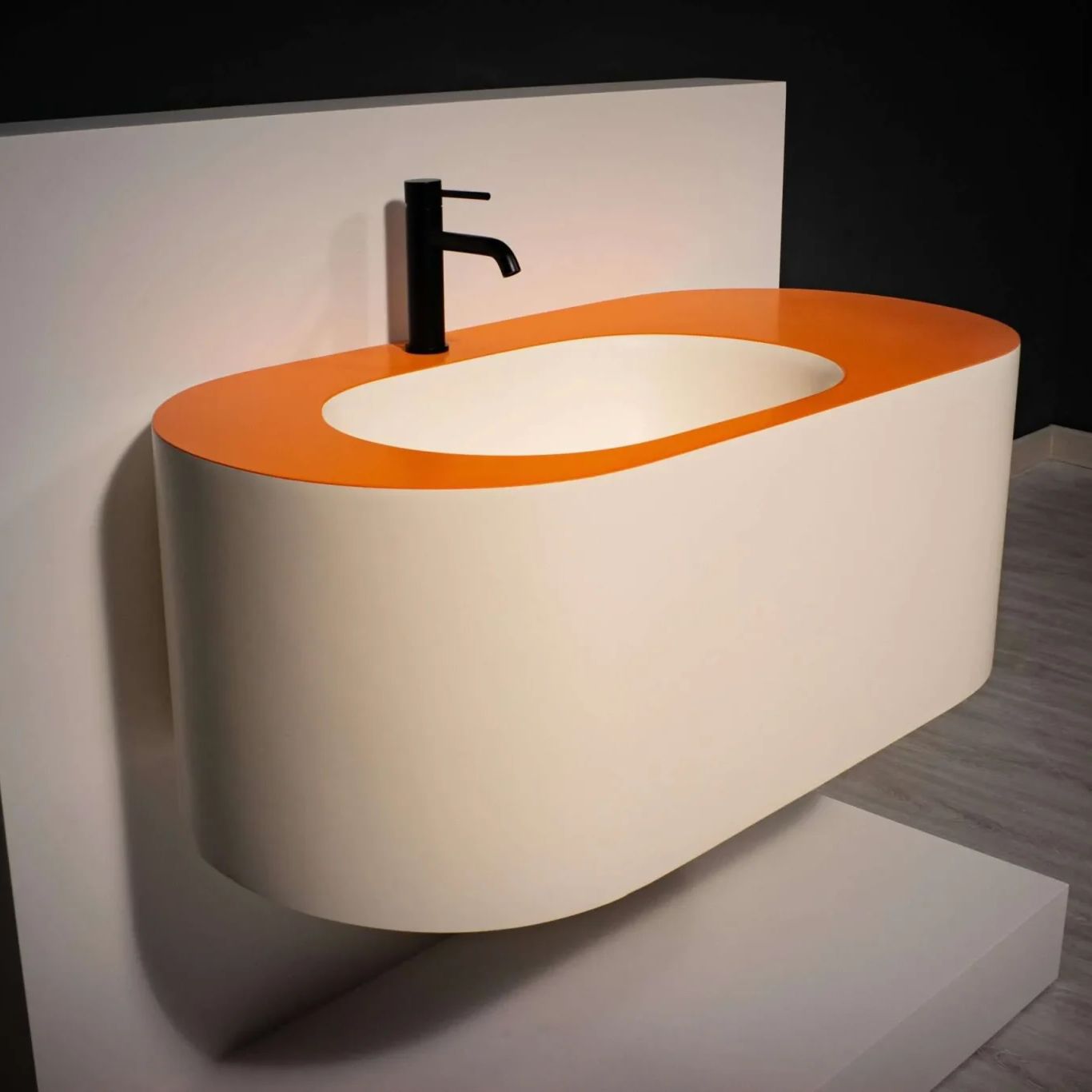 Chậu lavabo treo tường mineral glass composite Christoph Single Cotton - Solar Irradiance