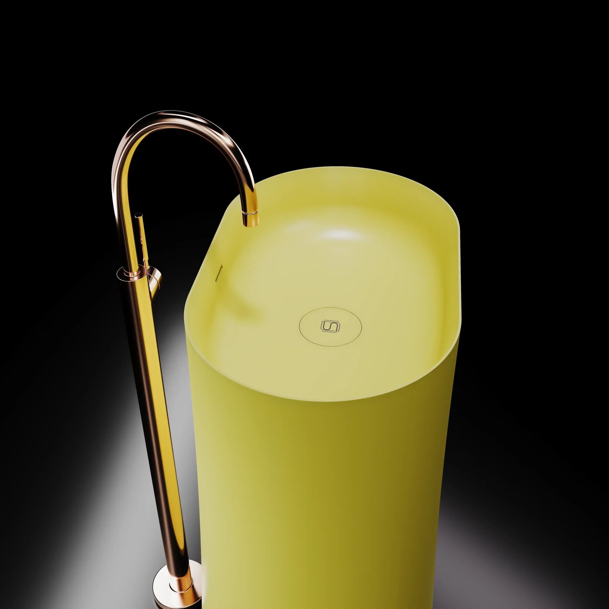Chậu lavabo chân dài bằng mineral glass composite Danielle Aurora