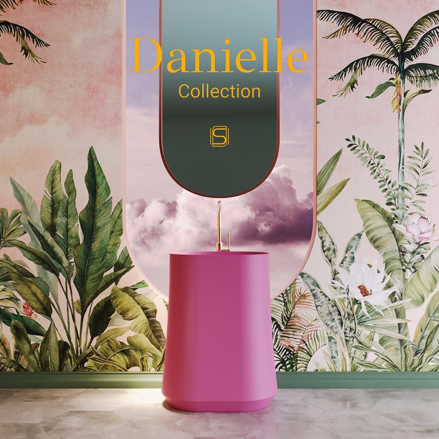 Chậu lavabo chân dài bằng mineral glass composite Danielle Pink