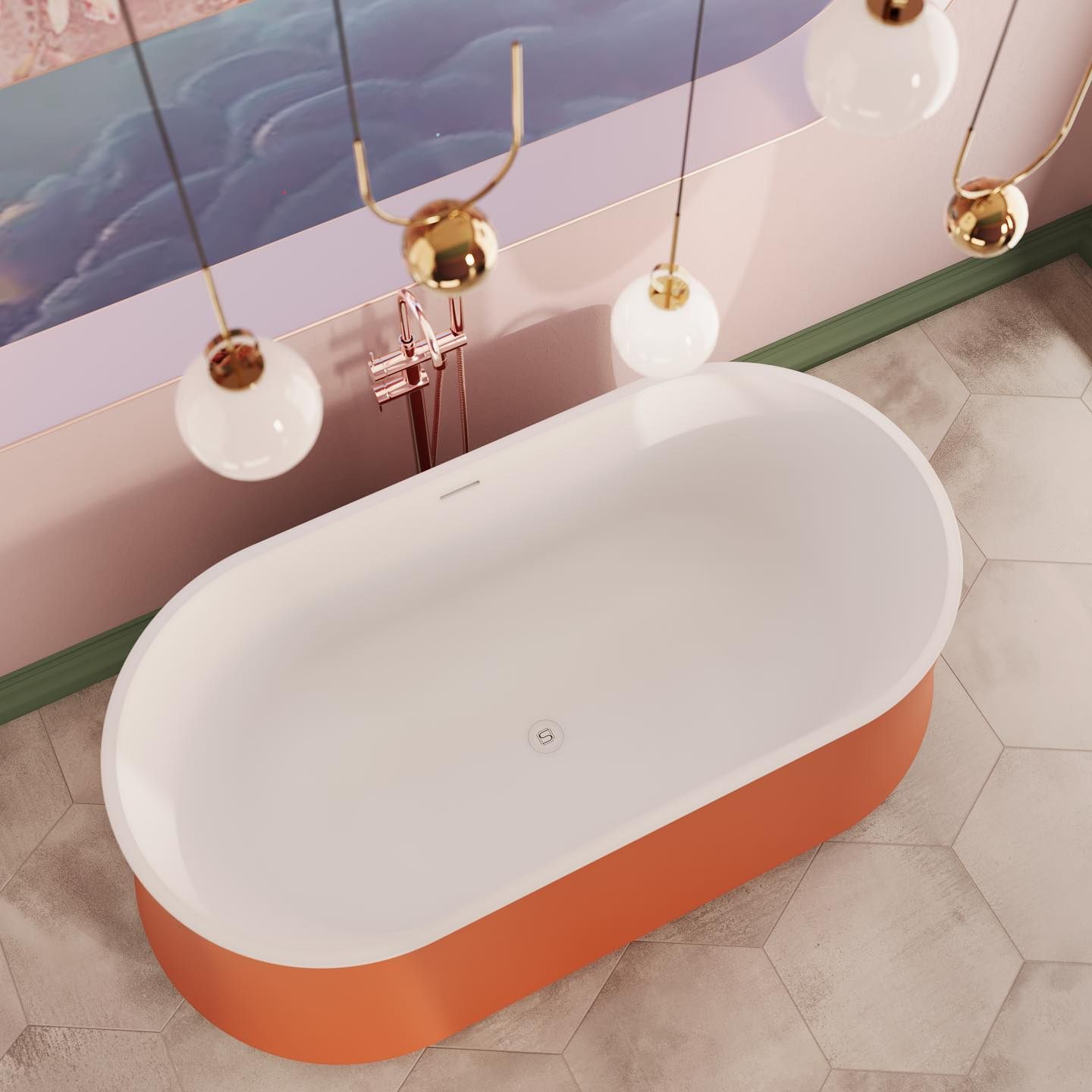 Bồn tắm bằng mineral glass composite Danielle Solar Irradiance - Cotton
