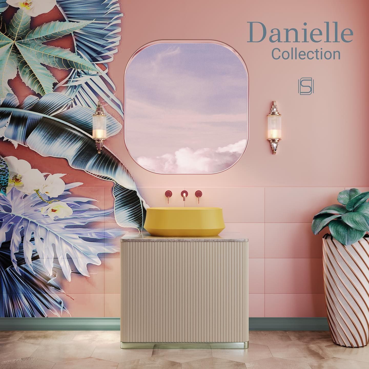 Chậu lavabo để bàn mineral glass composite Danielle (cao) Aurora