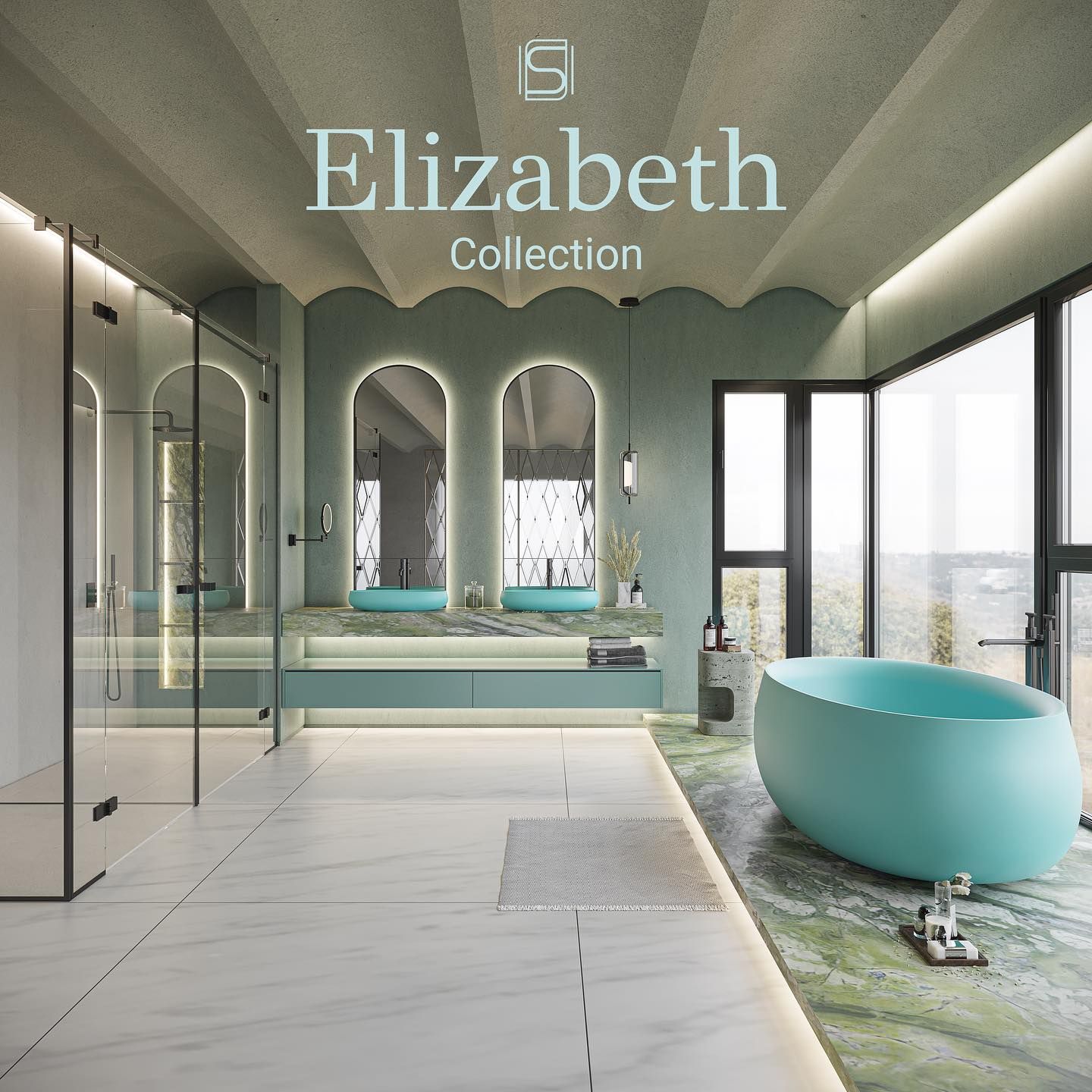 Bồn tắm bằng mineral glass composite Elizabeth Celeste