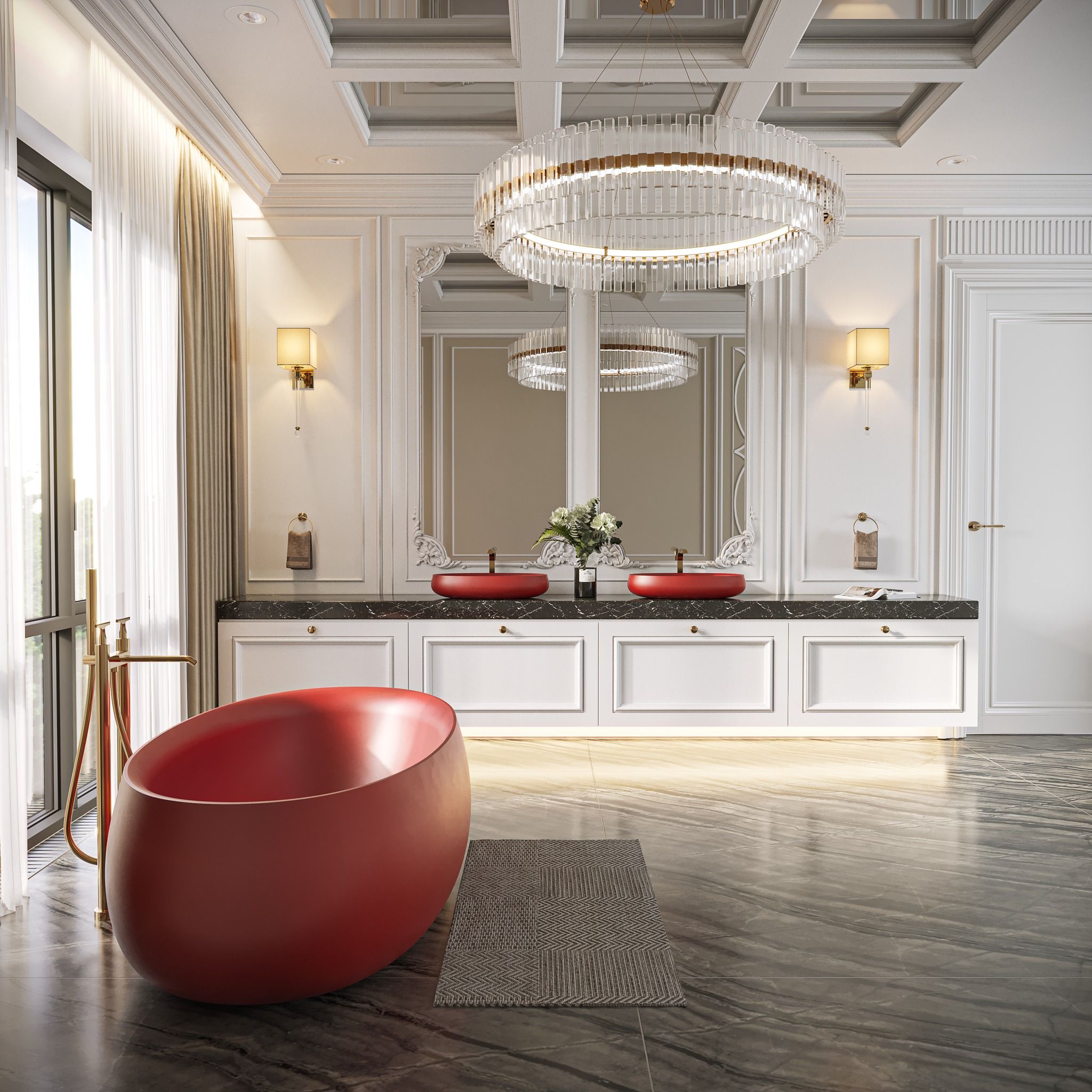 Chậu lavabo để bàn mineral glass composite Elizabeth Rose