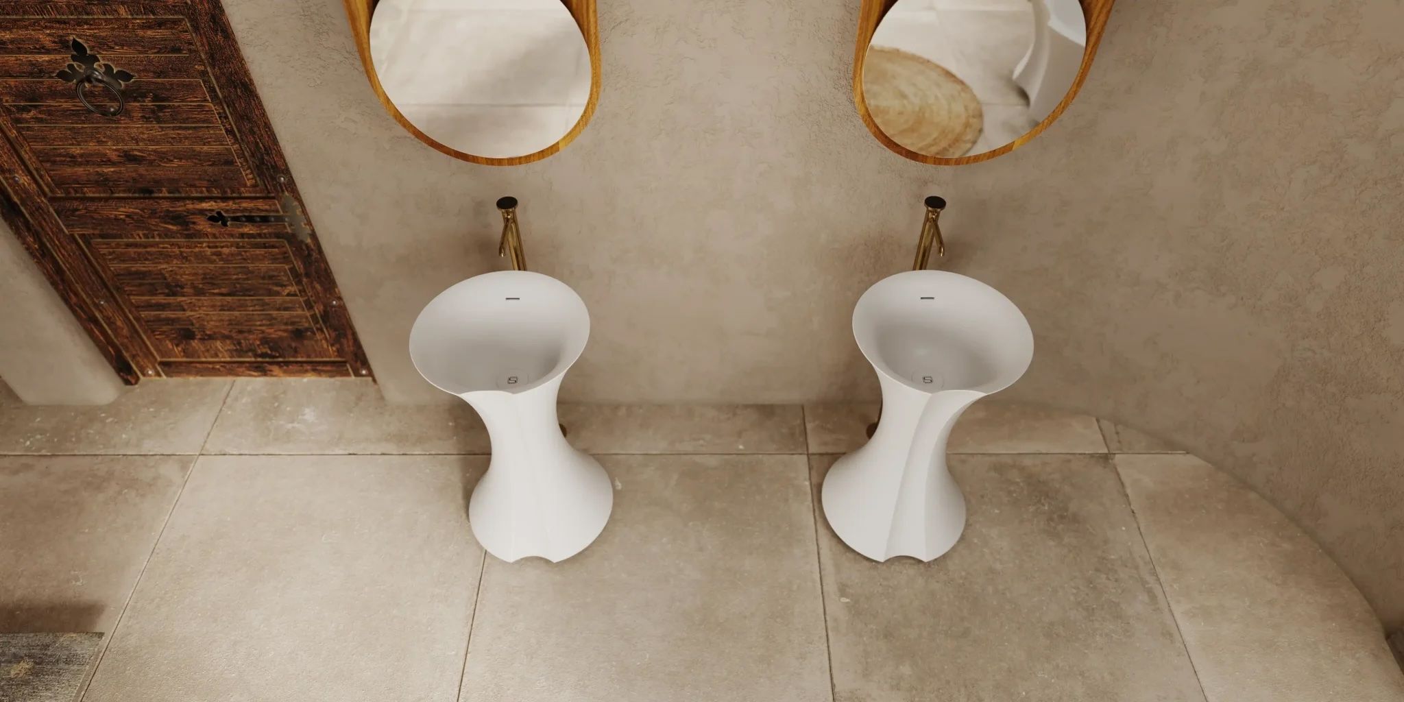 Chậu lavabo chân dài bằng mineral glass composite Isabel Cotton