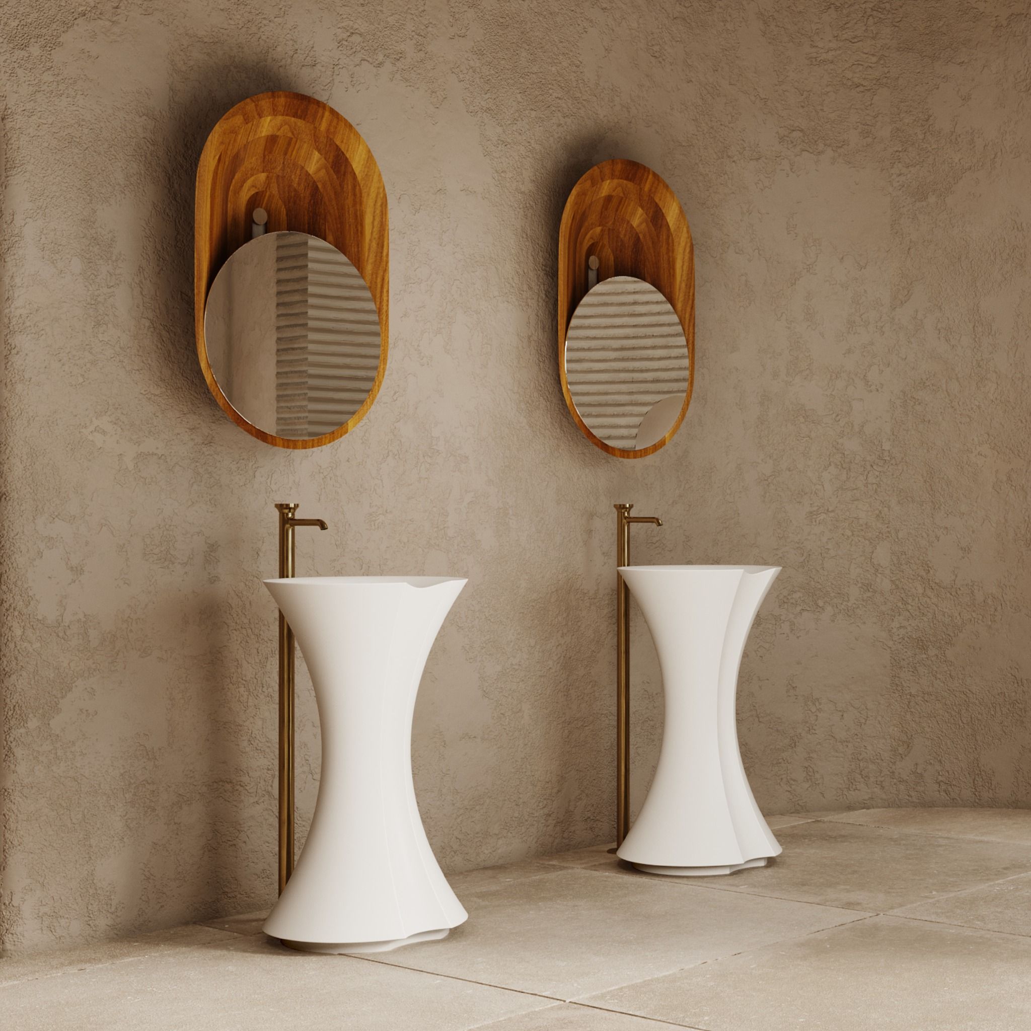 Chậu lavabo chân dài bằng mineral glass composite Isabel Cotton