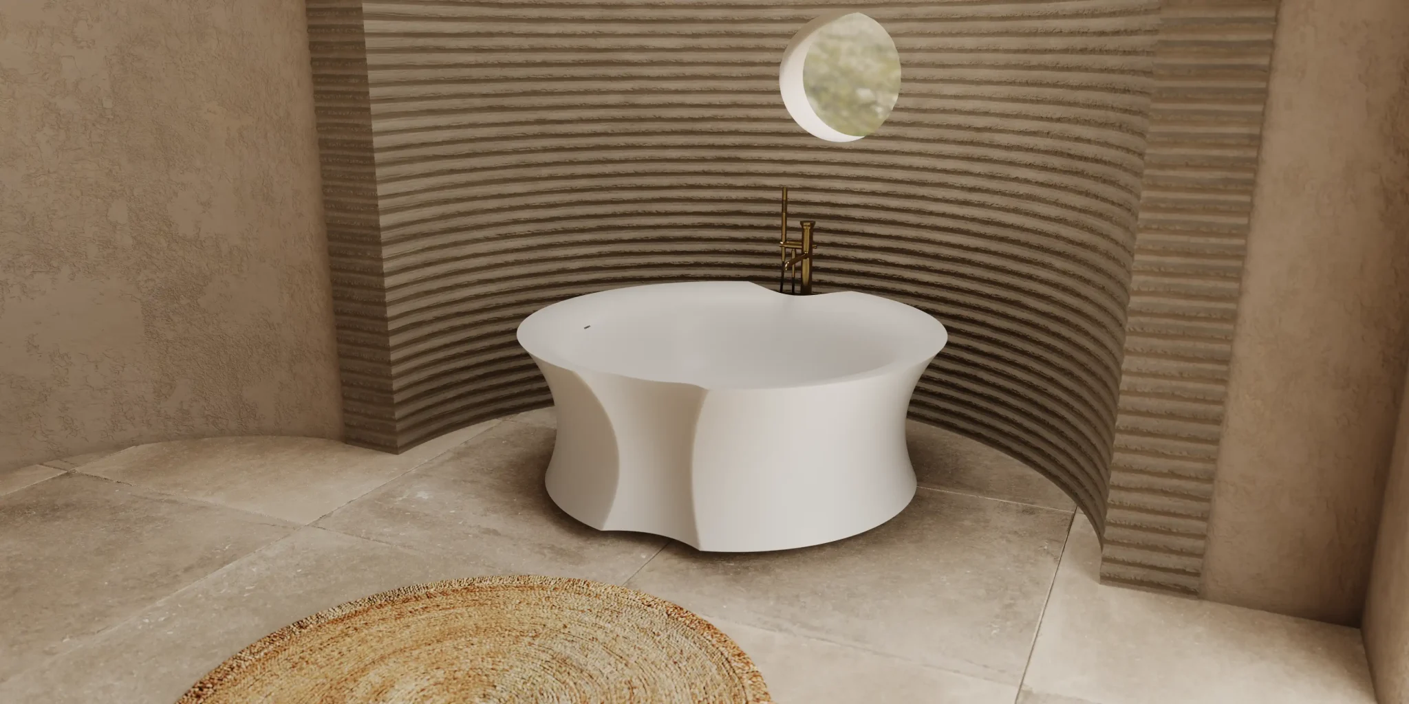 Bồn tắm bằng mineral glass composite Isabel Cosmic Latte