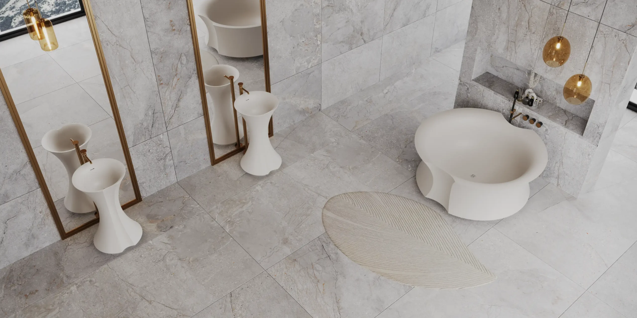 Bồn tắm bằng mineral glass composite Isabel Cosmic Latte
