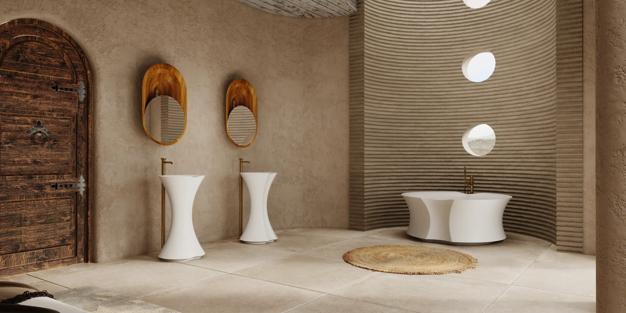 Bồn tắm bằng mineral glass composite Isabel Cosmic Latte