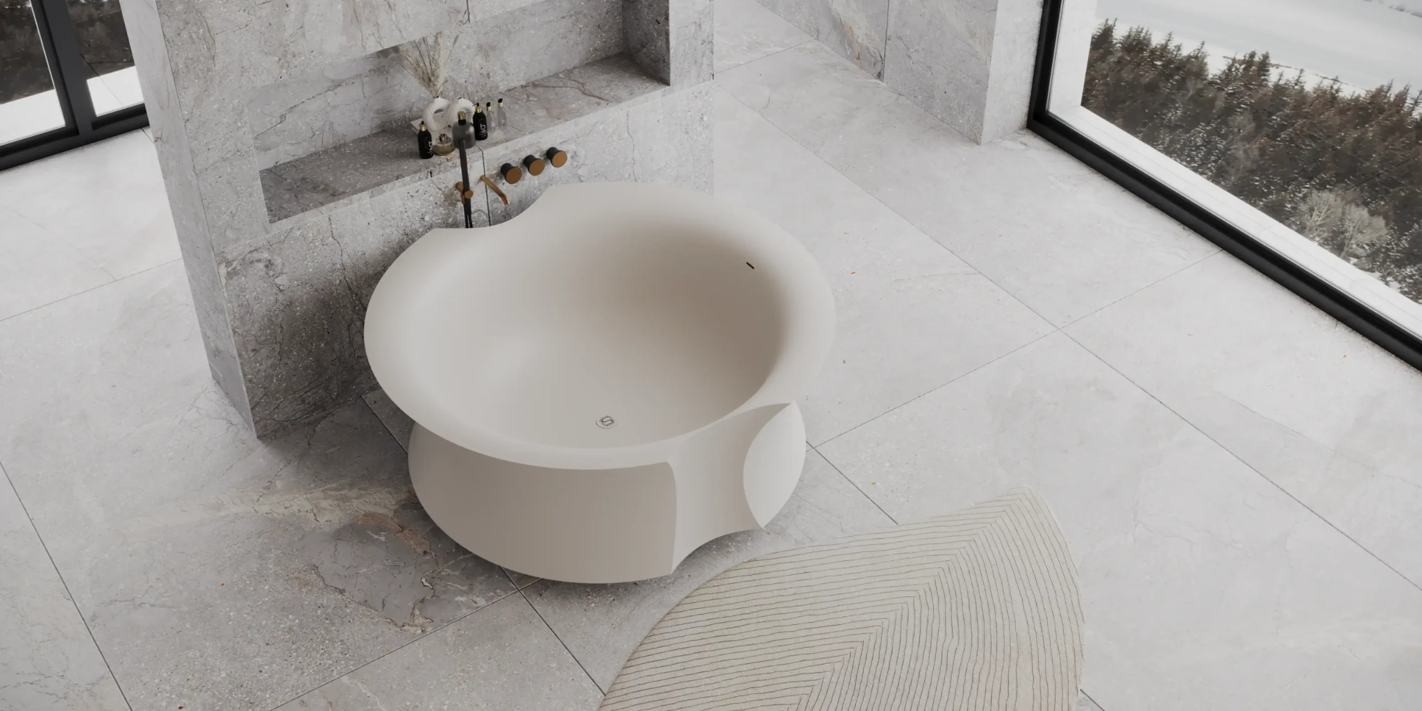 Bồn tắm bằng mineral glass composite Isabel Cosmic Latte