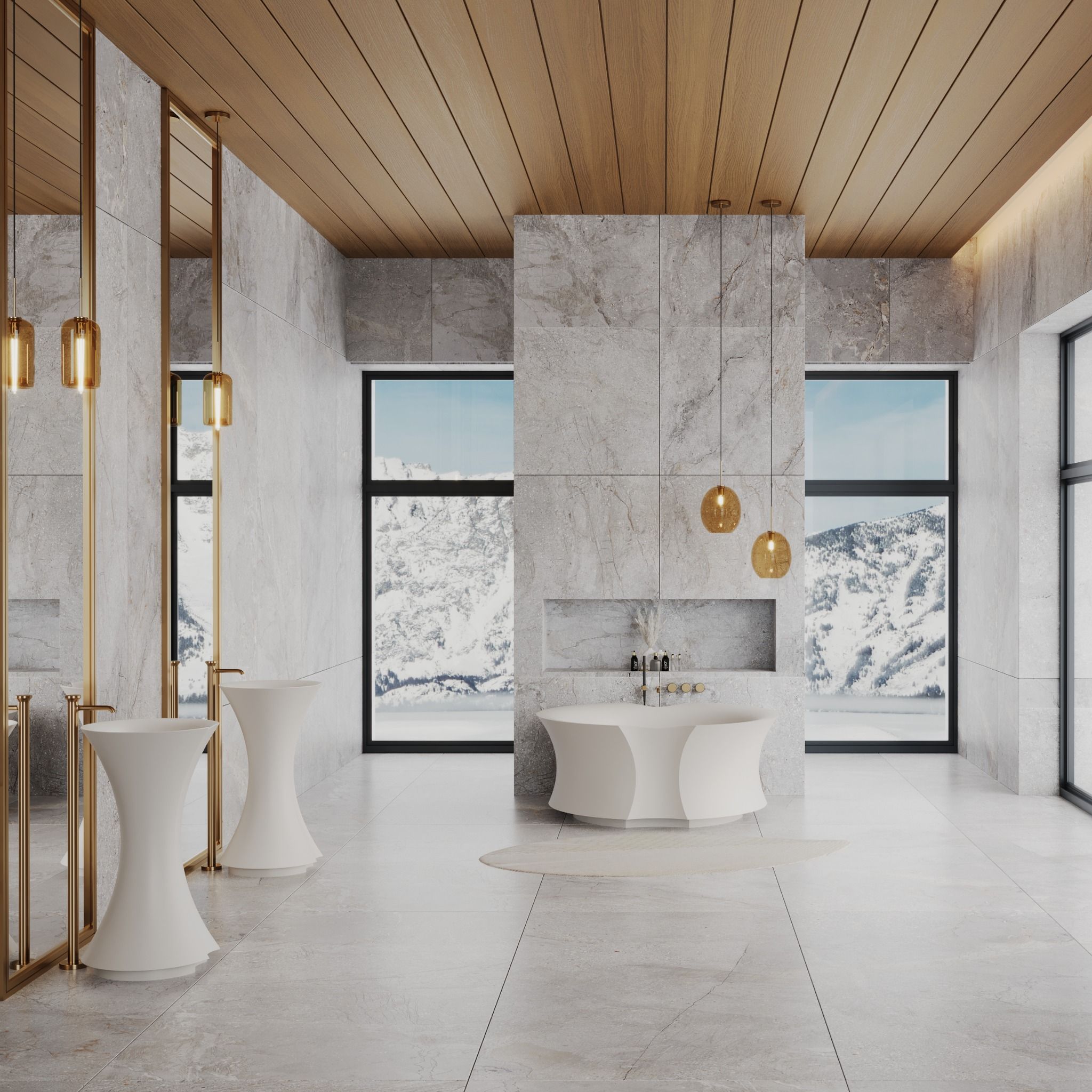 Bồn tắm bằng mineral glass composite Isabel Cosmic Latte