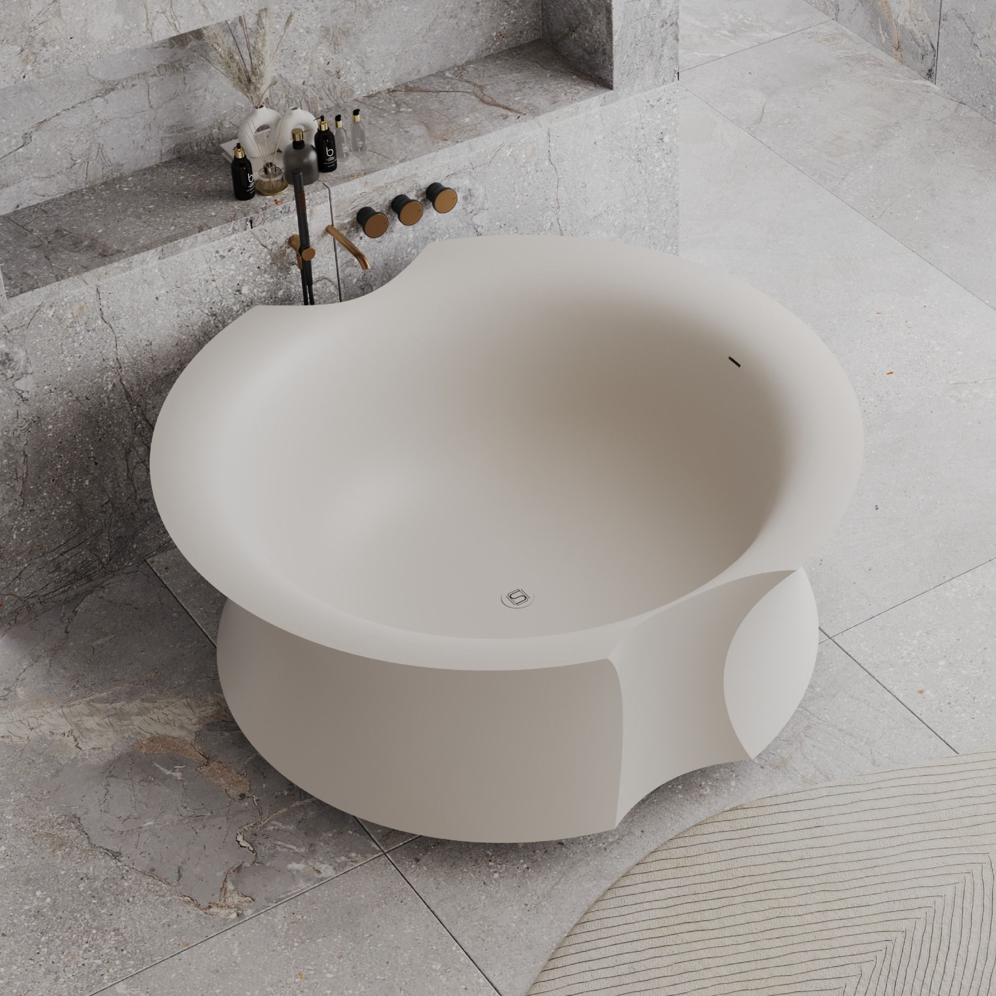 Bồn tắm bằng mineral glass composite Isabel Cosmic Latte