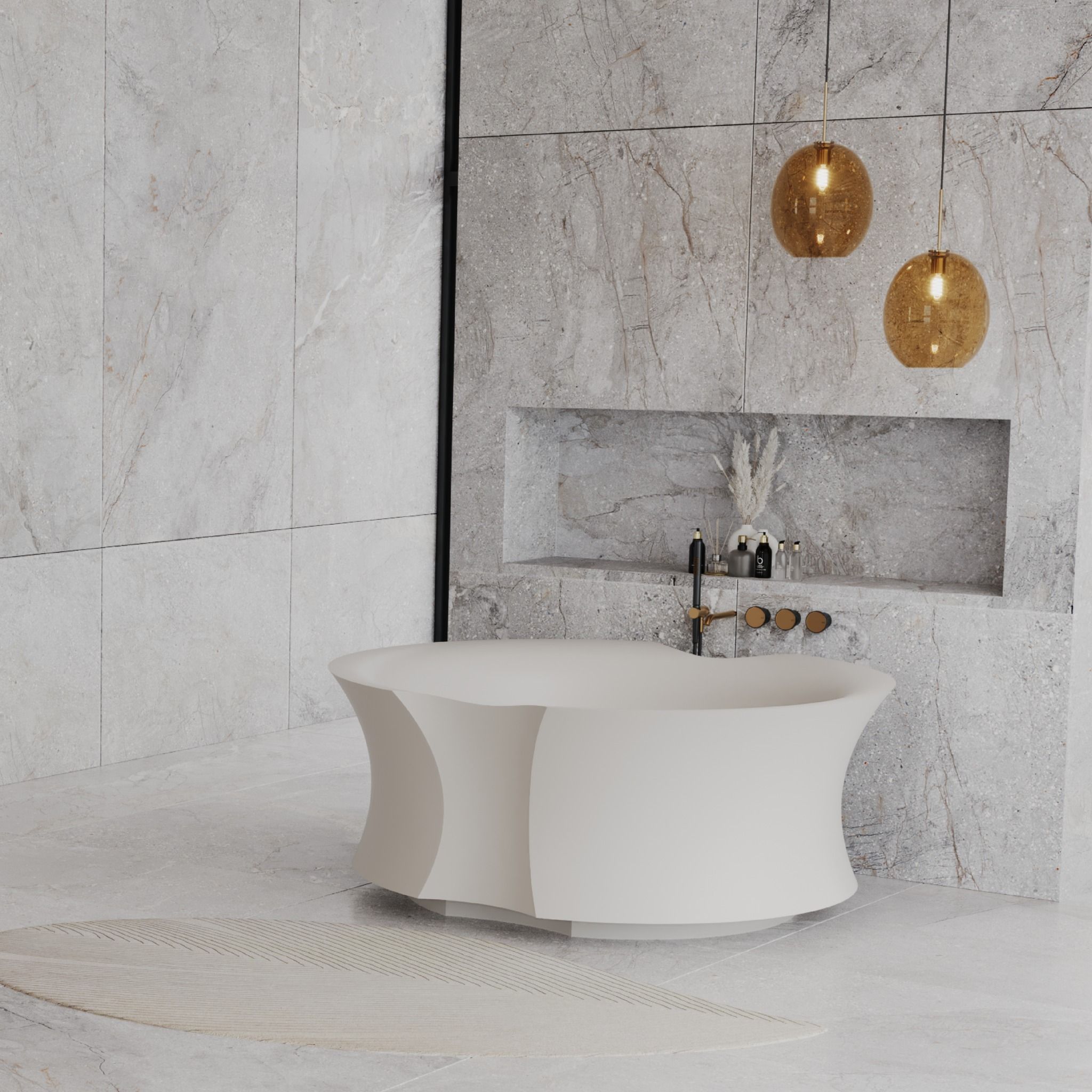 Bồn tắm bằng mineral glass composite Isabel Cosmic Latte