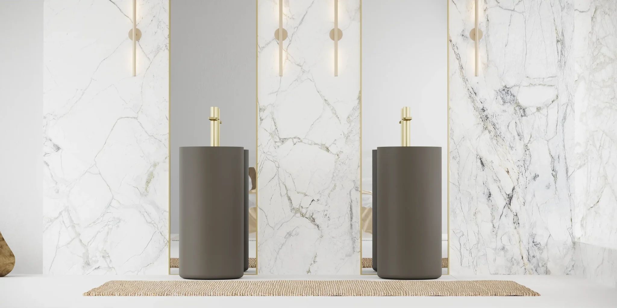 Chậu lavabo chân dài bằng mineral glass composite Julia Dovetail