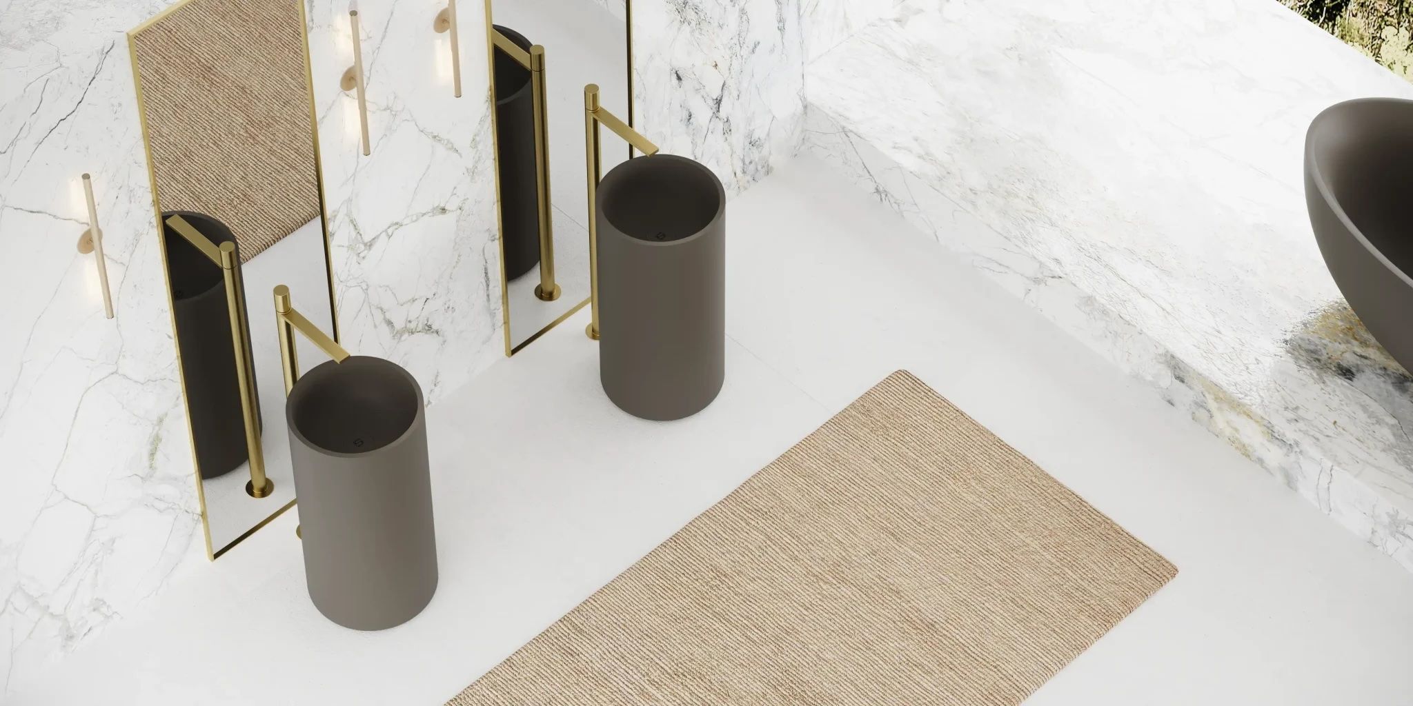 Chậu lavabo chân dài bằng mineral glass composite Julia Dovetail