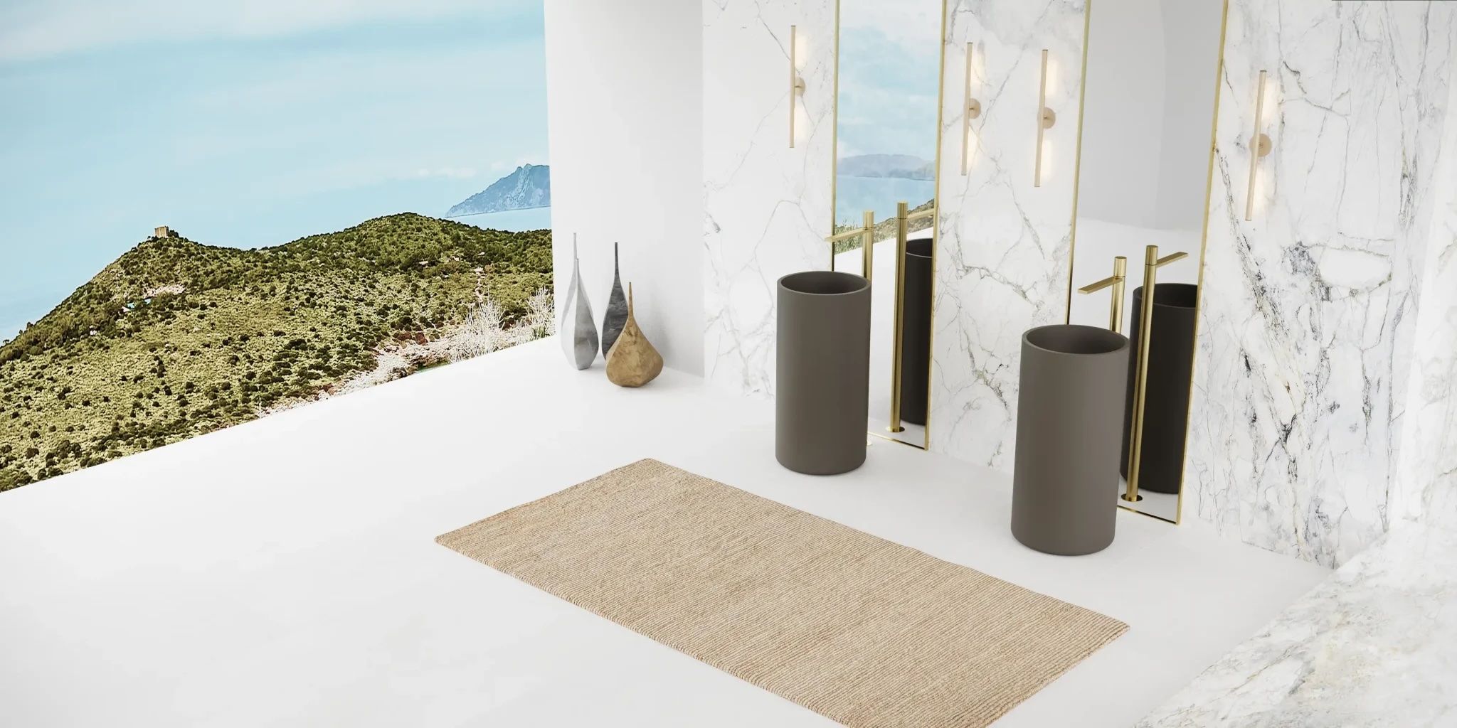 Chậu lavabo chân dài bằng mineral glass composite Julia Dovetail