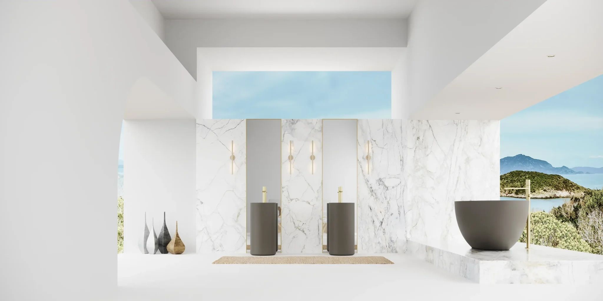 Chậu lavabo chân dài bằng mineral glass composite Julia Dovetail
