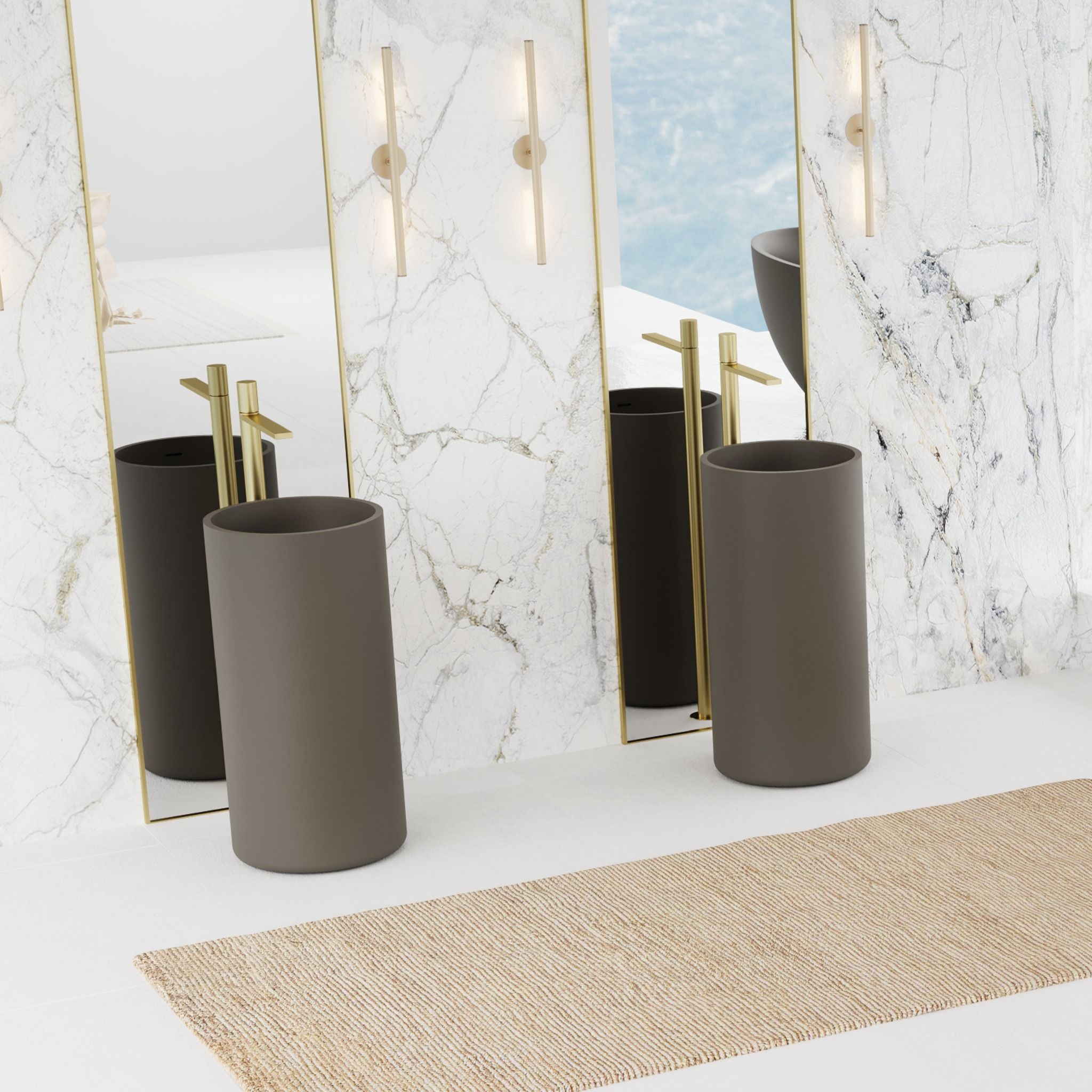 Chậu lavabo chân dài bằng mineral glass composite Julia Dovetail