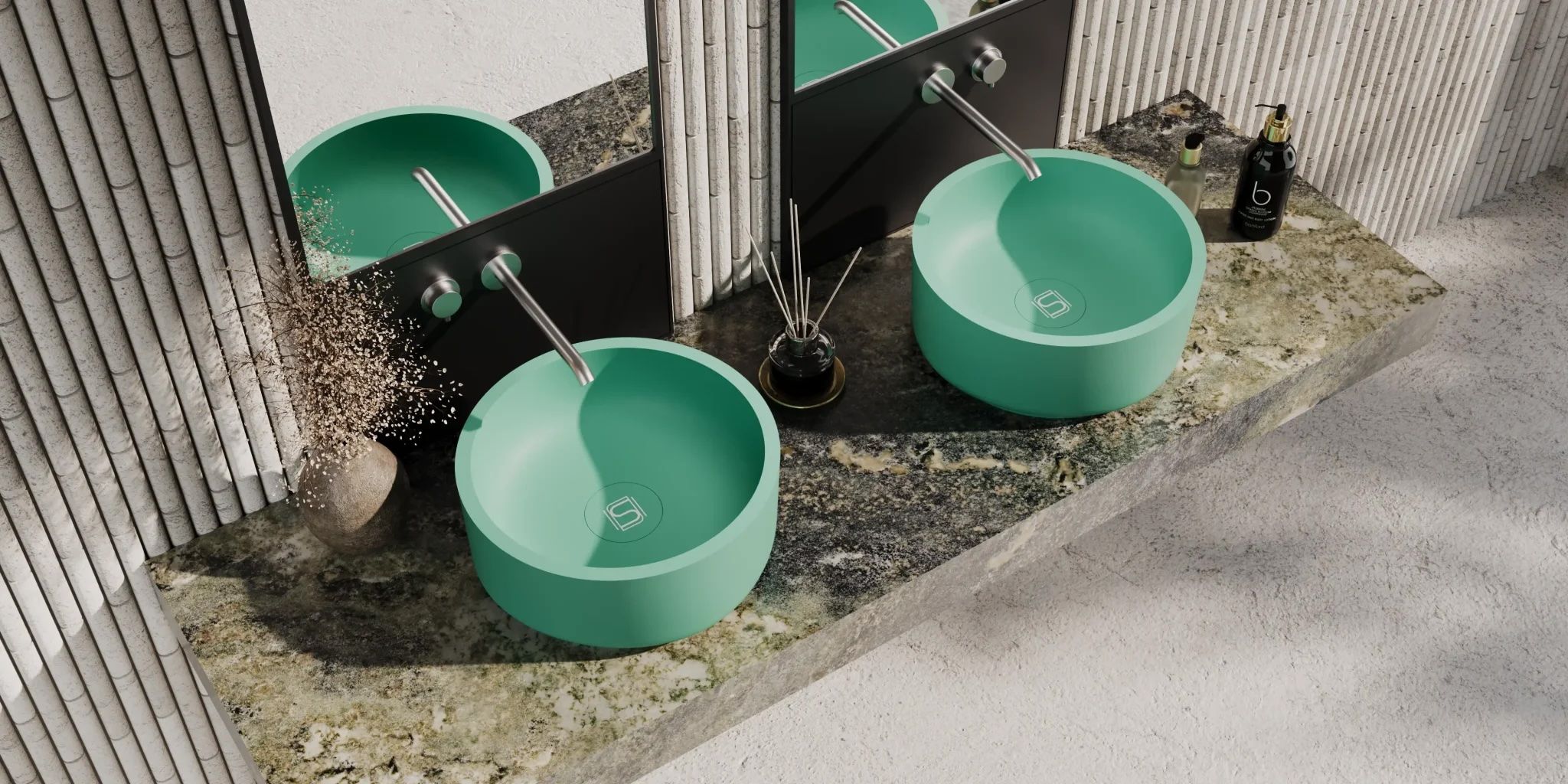 Chậu lavabo để bàn mineral glass composite Julia Aquamarine
