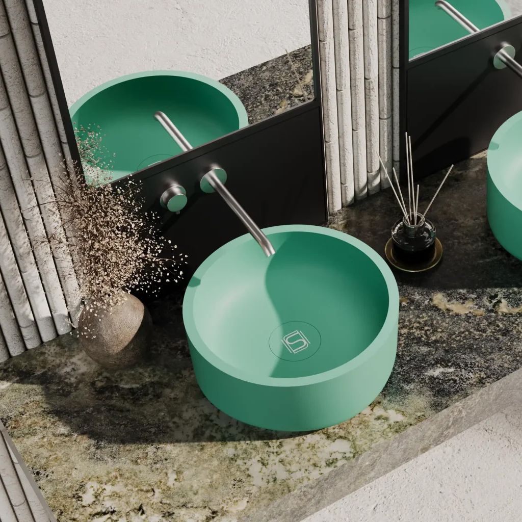 Chậu lavabo để bàn mineral glass composite Julia Aquamarine