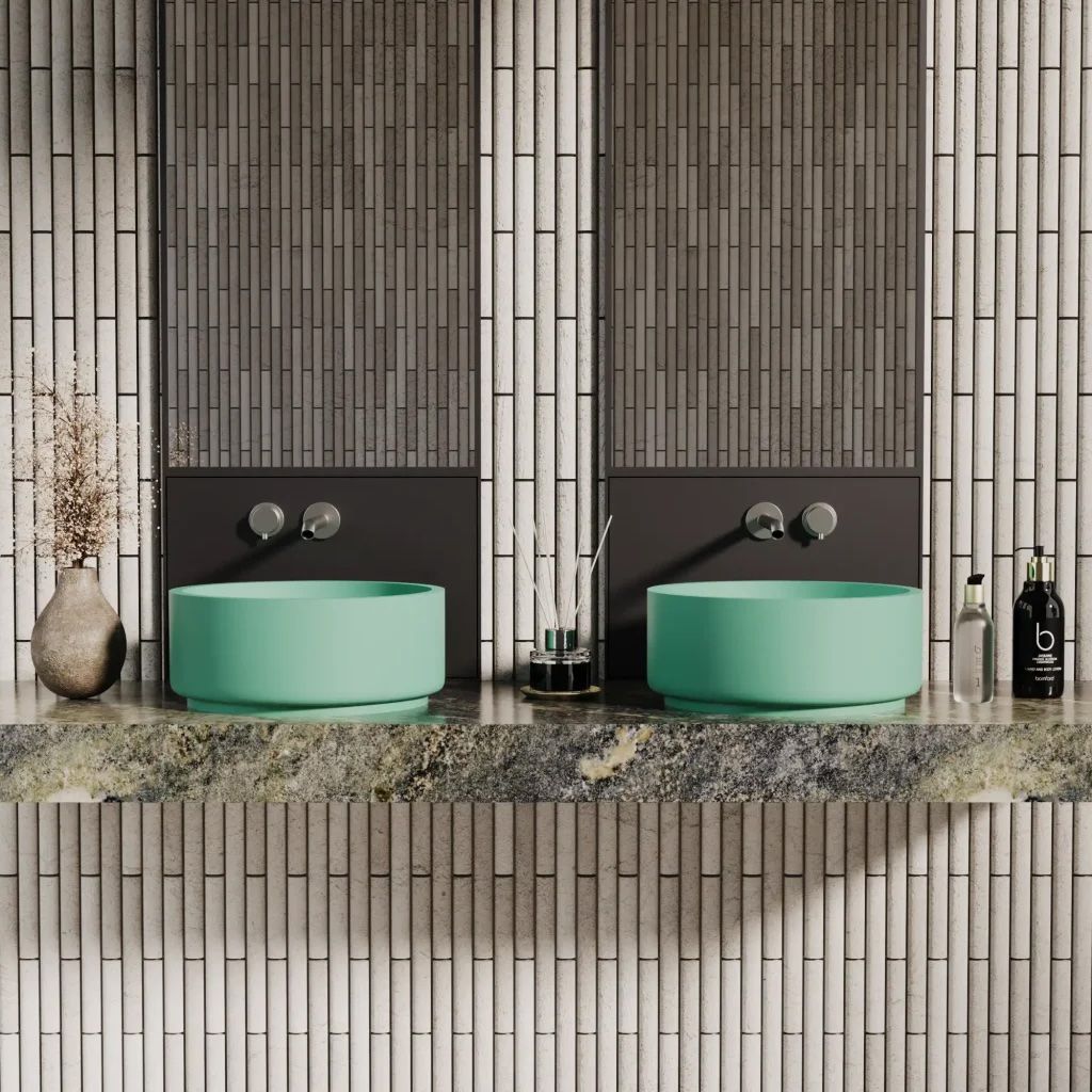 Chậu lavabo để bàn mineral glass composite Julia Aquamarine