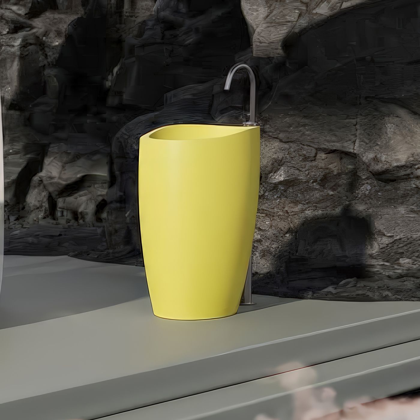 Chậu lavabo chân dài bằng mineral glass composite Madison Aurora