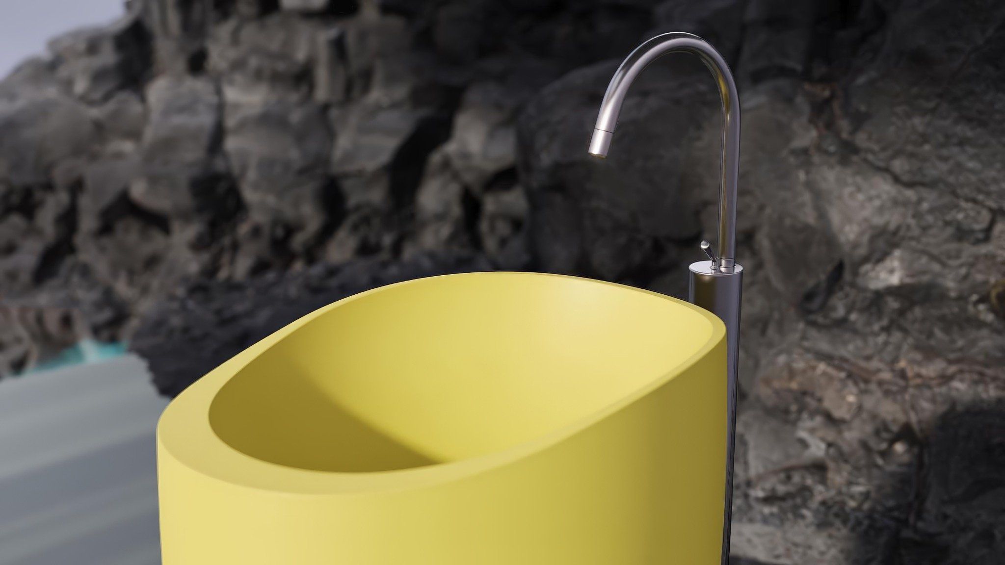 Chậu lavabo chân dài bằng mineral glass composite Madison Aurora