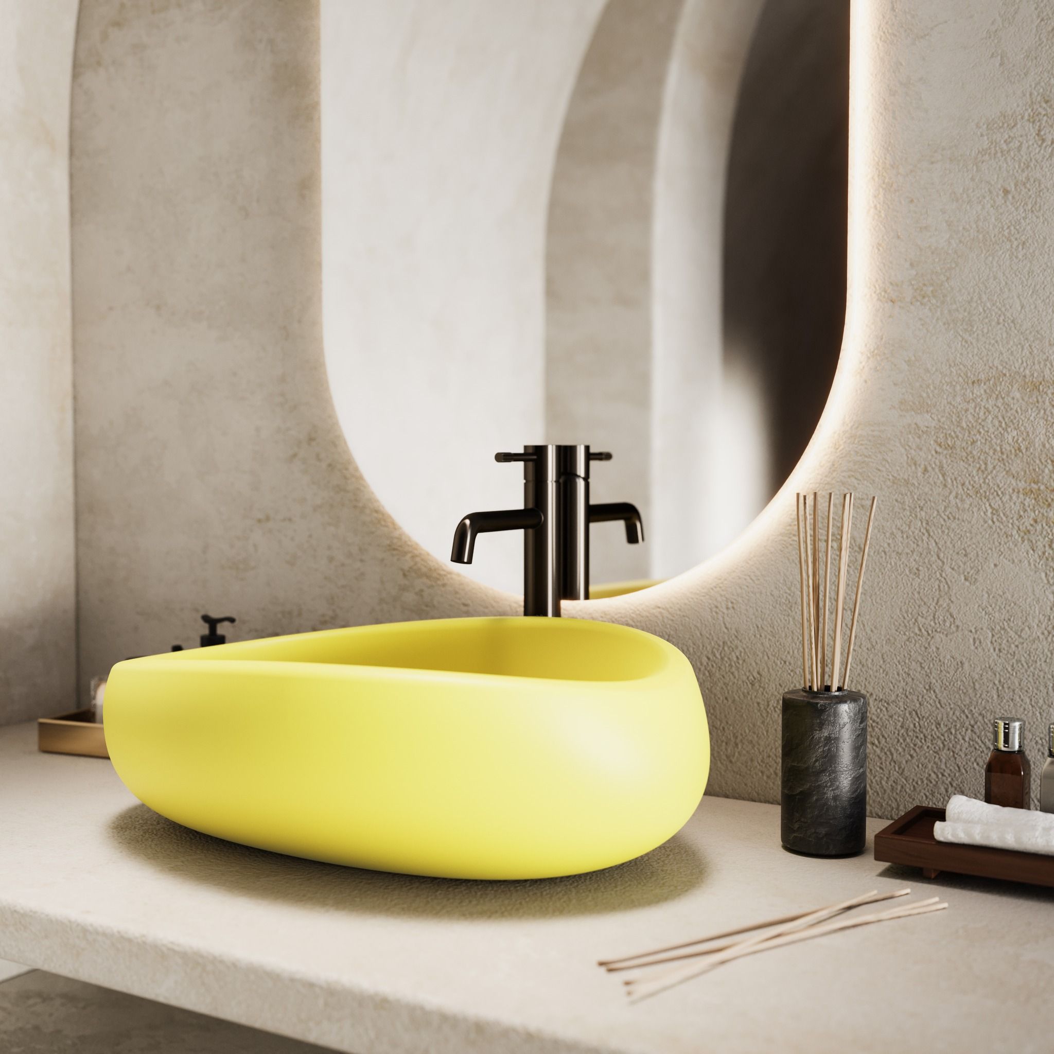 Chậu lavabo để bàn mineral glass composite Madison Aurora
