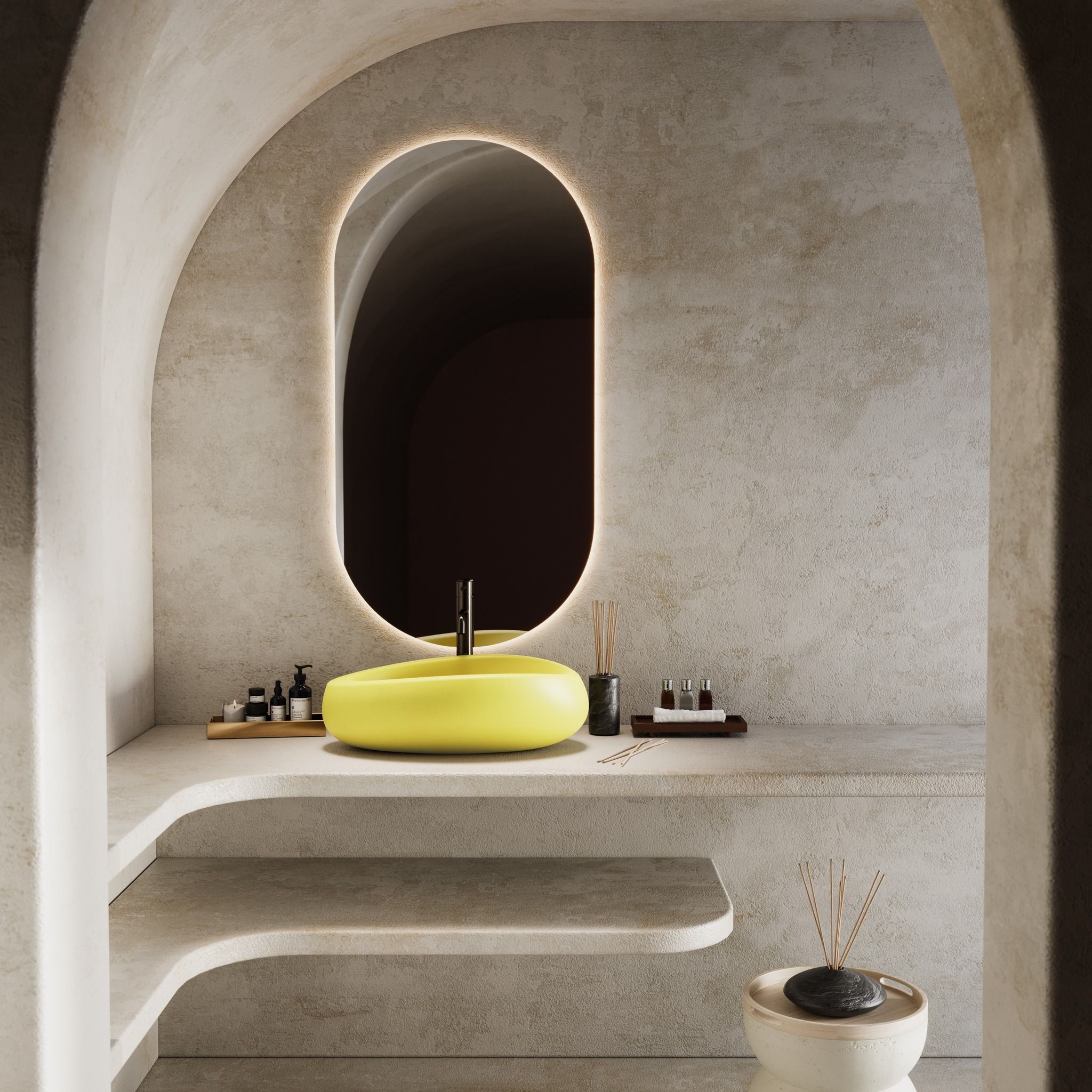 Chậu lavabo để bàn mineral glass composite Madison Aurora