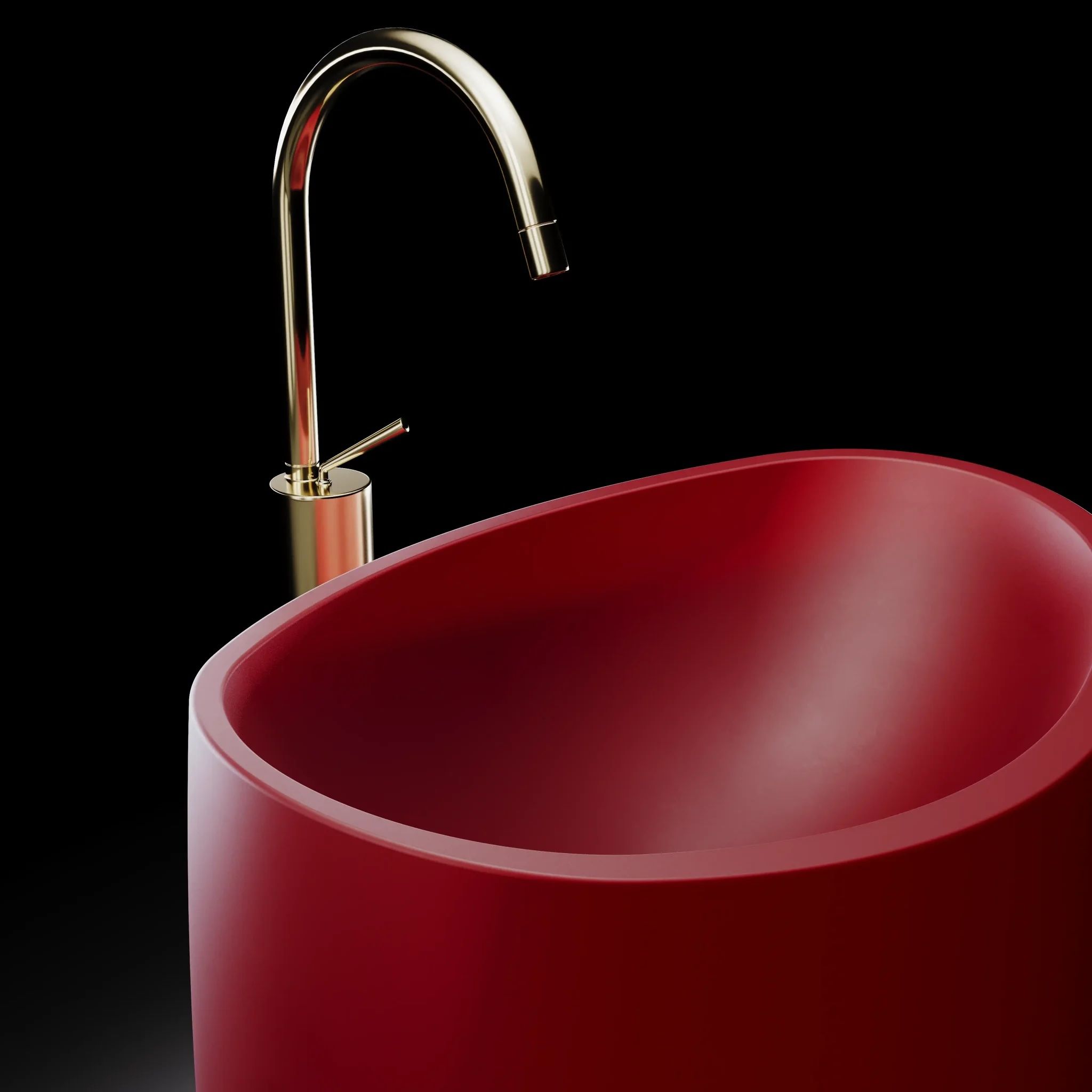 Chậu lavabo chân dài bằng mineral glass composite Marina Rose