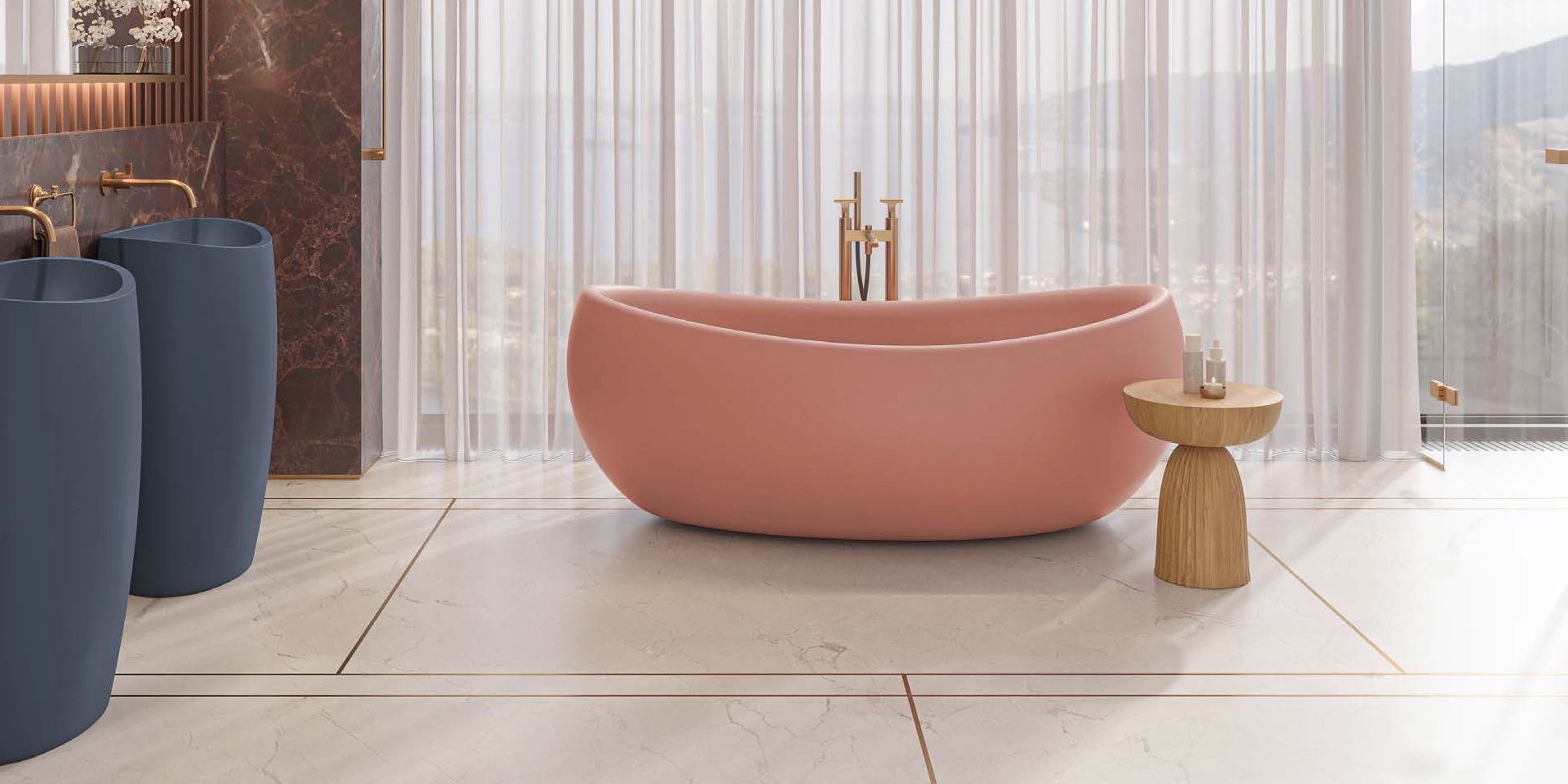 Bồn tắm bằng mineral glass composite Marina Pink