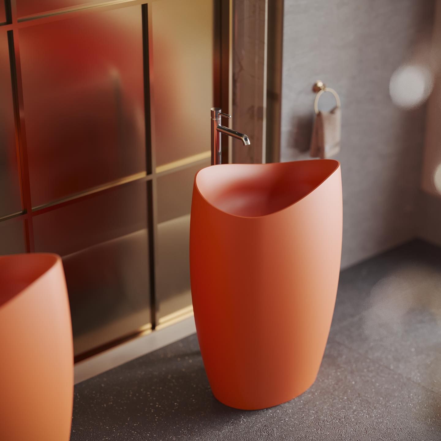 Chậu lavabo chân dài bằng mineral glass composite Marcela Solar Irradiance