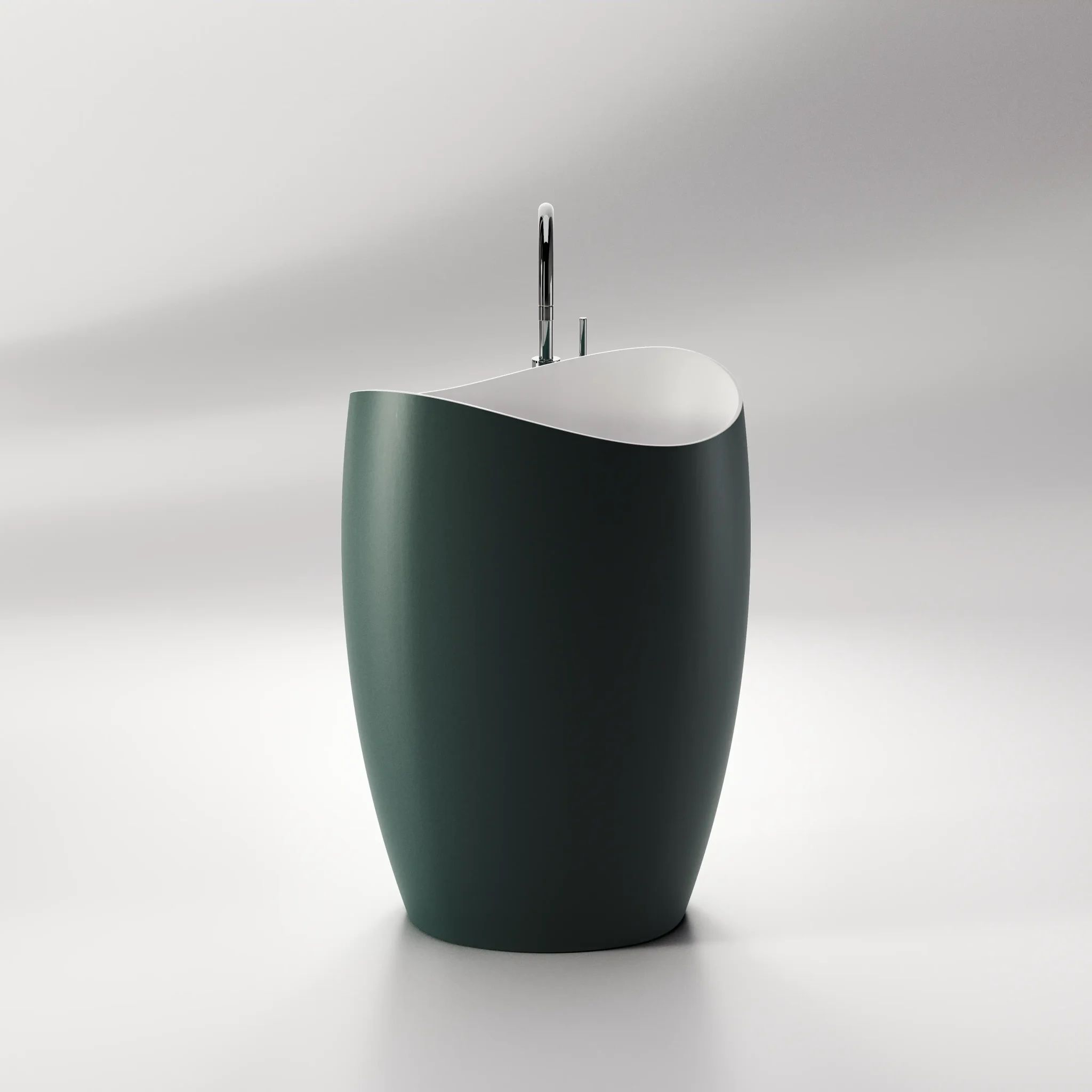 Chậu lavabo chân dài bằng mineral glass composite Marcela Storm - Cotton