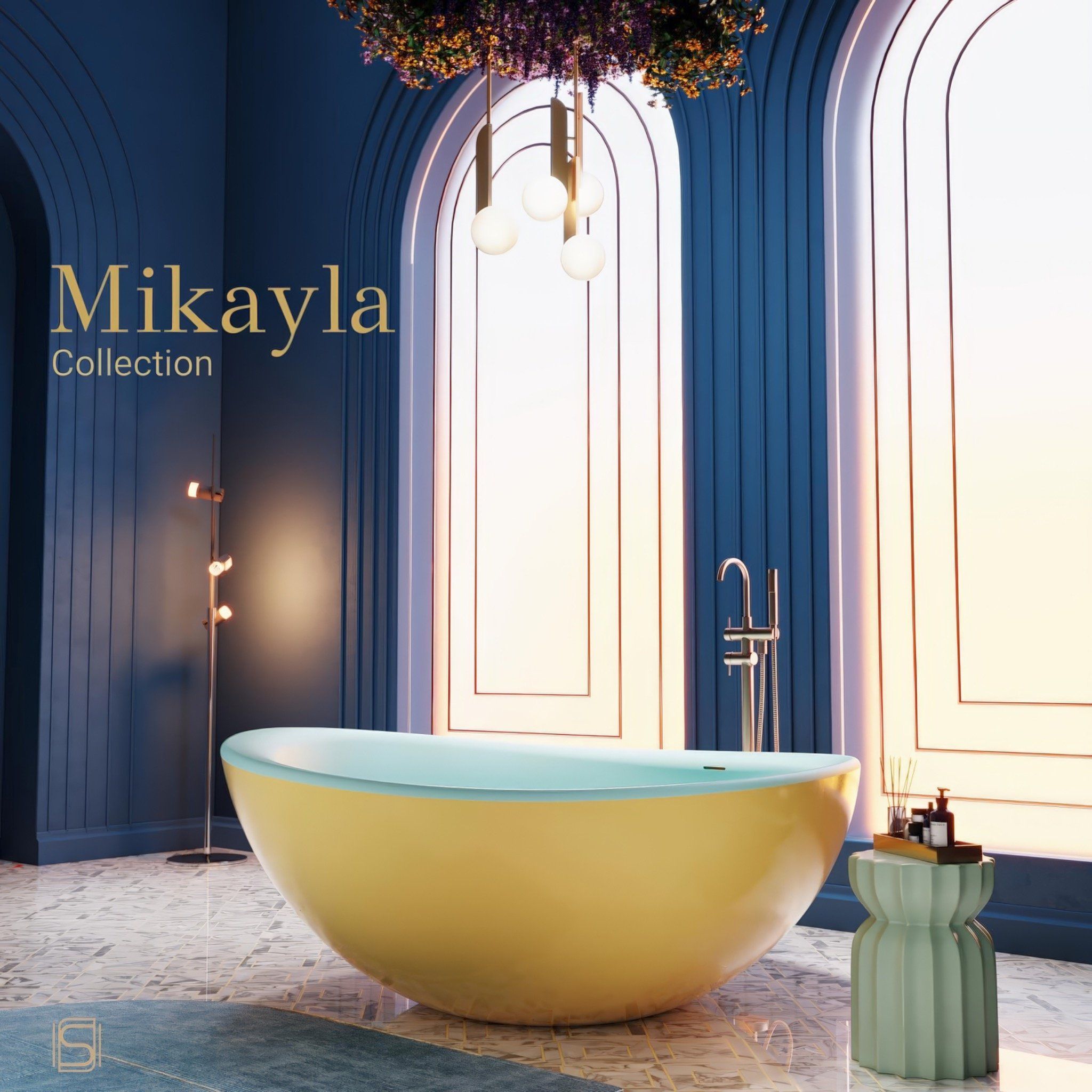 Bồn tắm bằng mineral glass composite Mikayla Aurora - Celeste