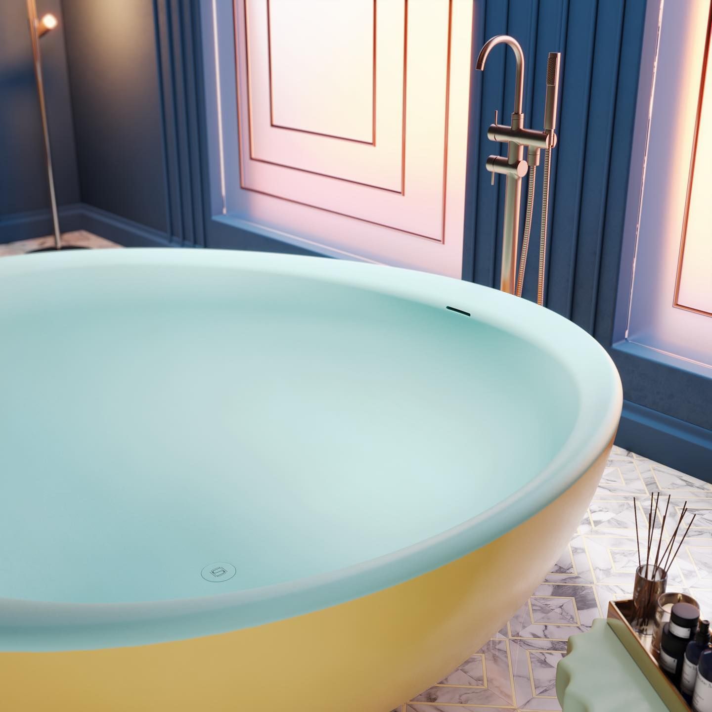 Bồn tắm bằng mineral glass composite Mikayla Aurora - Celeste