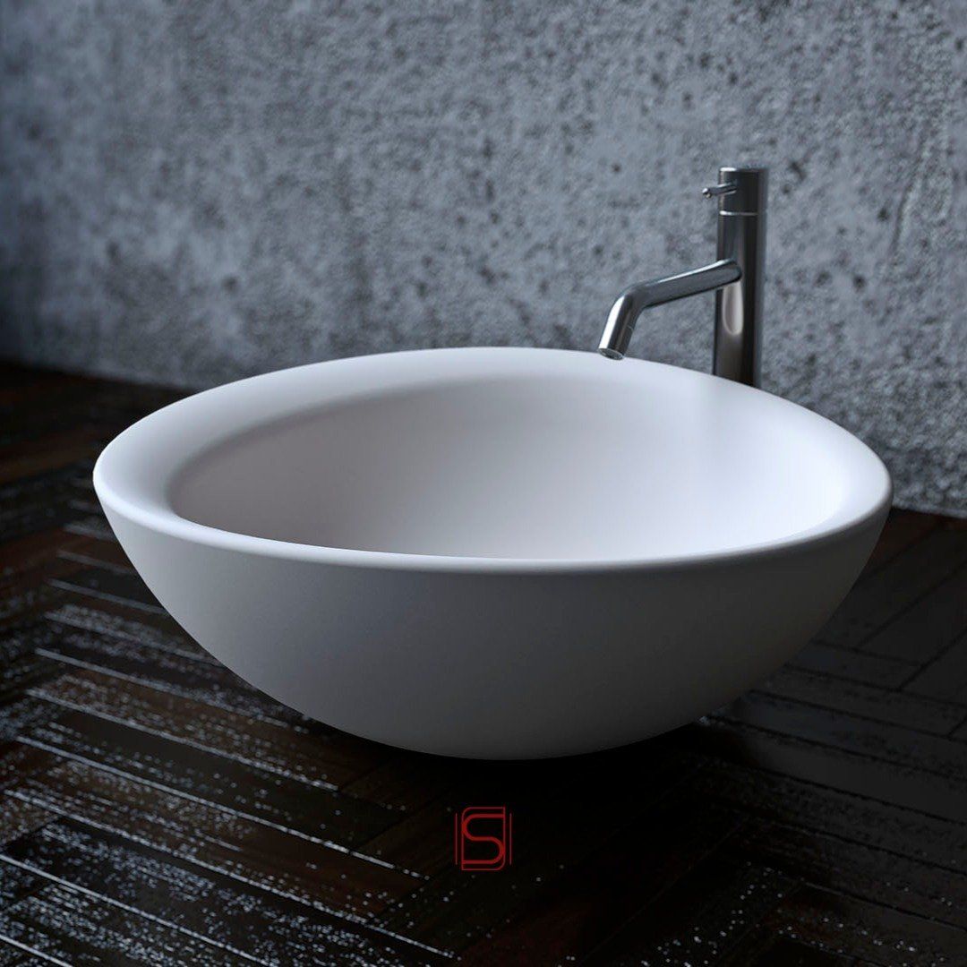 Chậu lavabo để bàn mineral glass composite Mikayla Cotton
