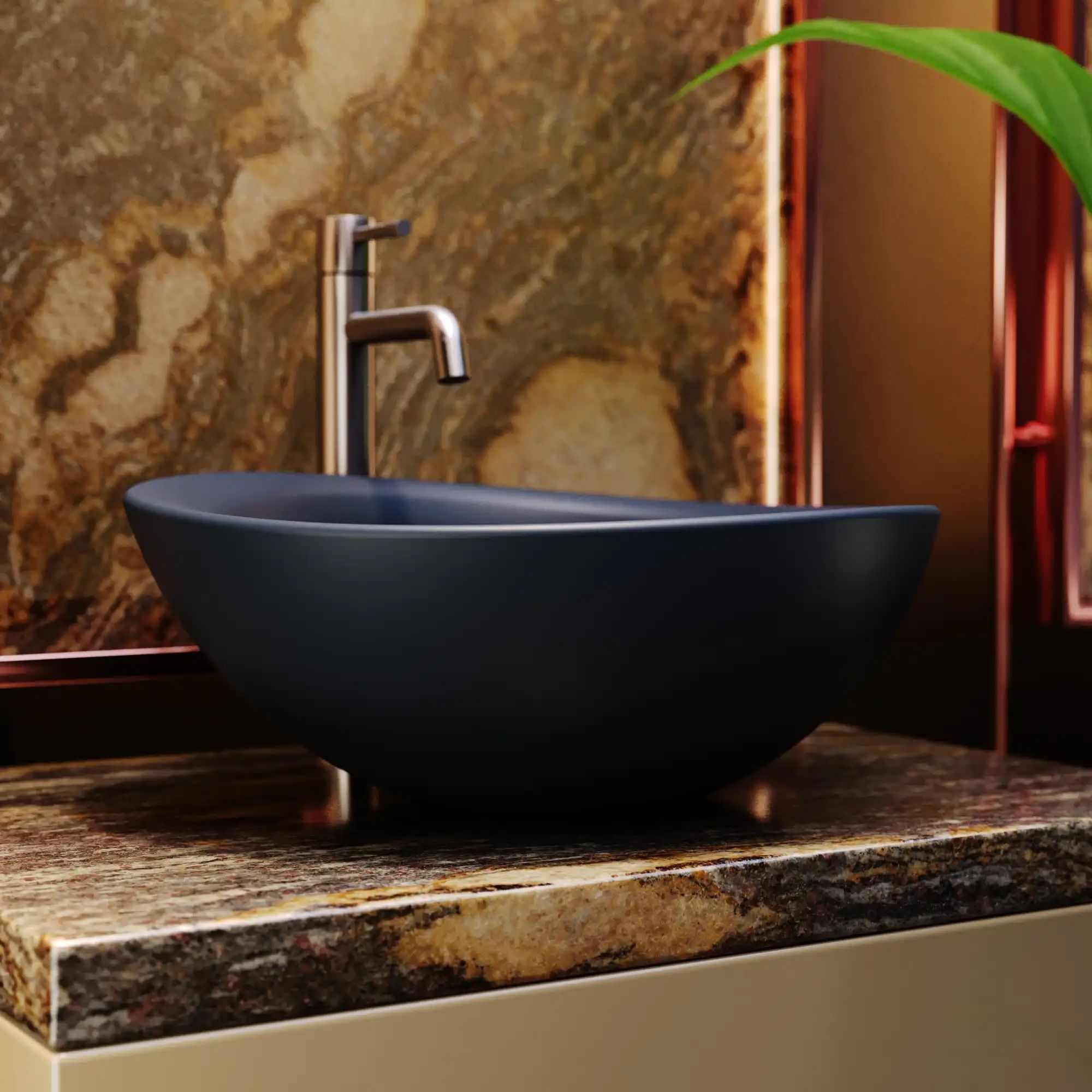 Chậu lavabo để bàn mineral glass composite Mikayla Galaxy