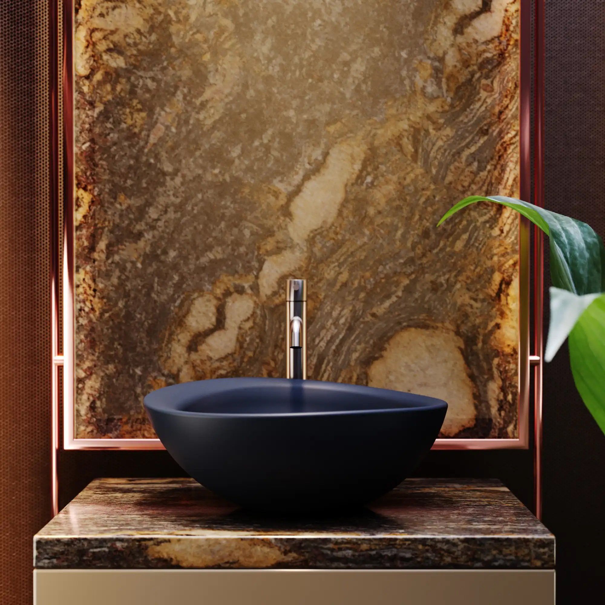 Chậu lavabo để bàn mineral glass composite Mikayla Galaxy