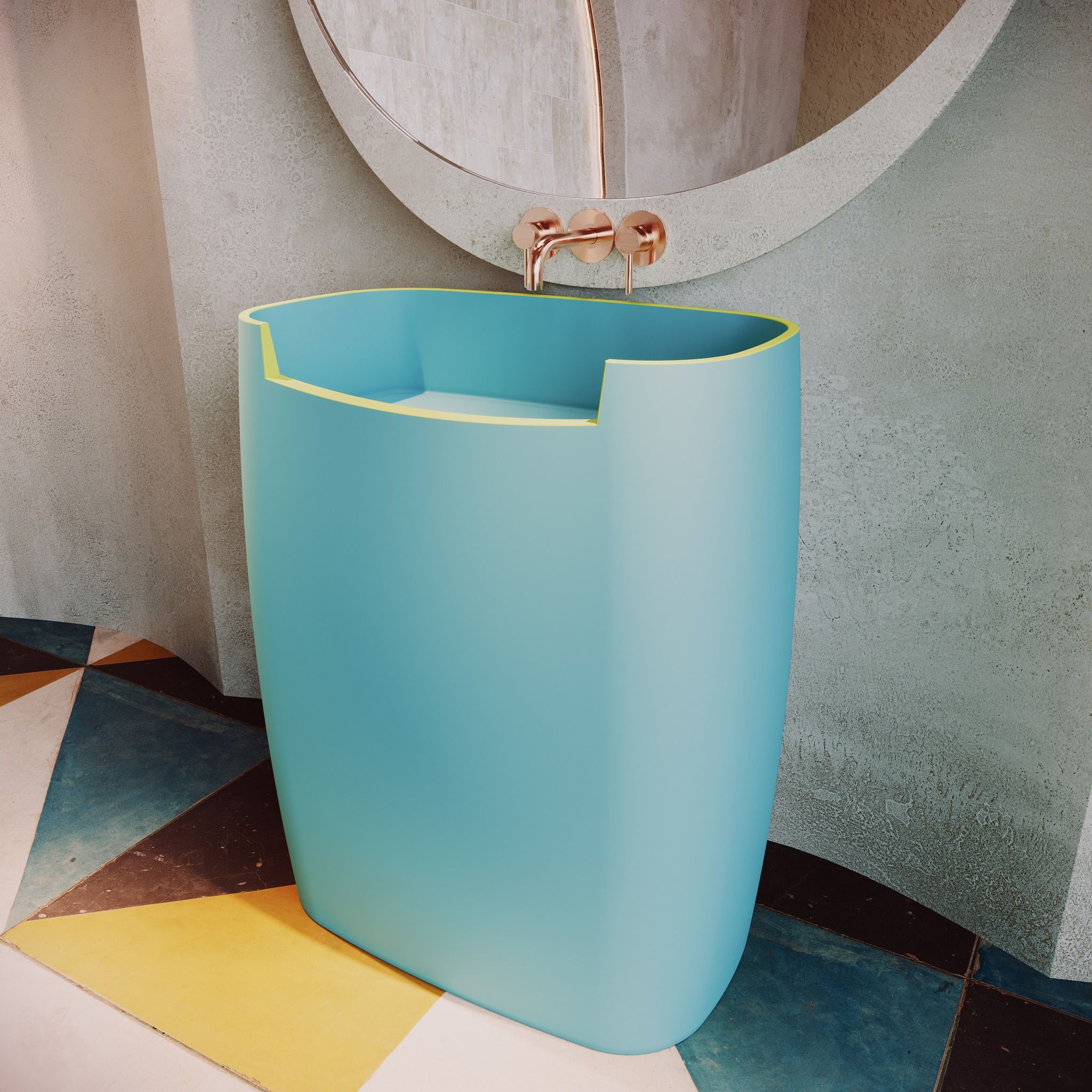 Chậu lavabo chân dài bằng mineral glass composite Mason Aquamarine - Aurora